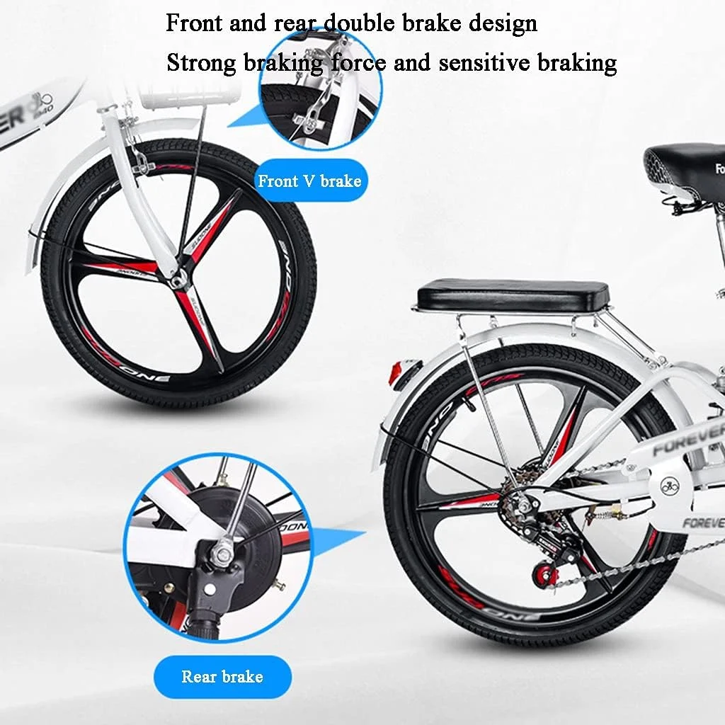 دوچرخه بچه گانه 20 اینچی تاشو دنده ای، دوچرخه کوهستان، صندلی قابل تنظیم با ترمز دیسکی، دوچرخه شهری (رنگ: Style1)