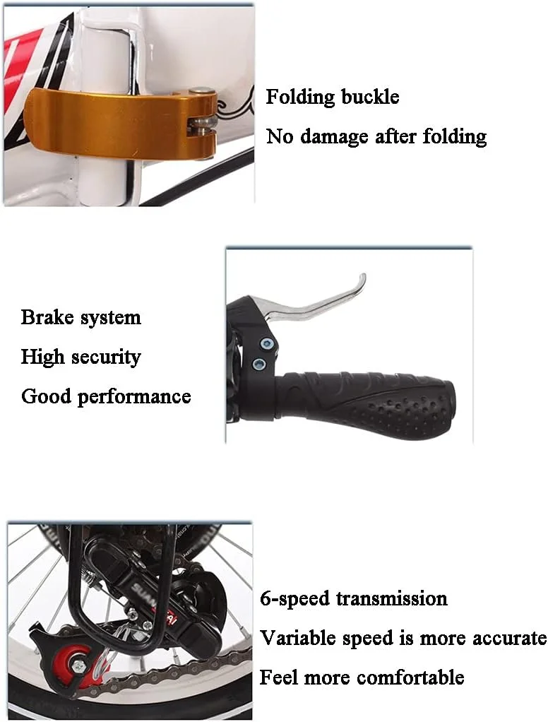 دوچرخه تاشو شهری بچه گانه ۱۶/۲۰ اینچ، دارای گلگیر جلو و عقب، آلومینیومی ۶ سرعته با ترمز دیسکی دوبل برای بزرگسالان، زنان و مردان