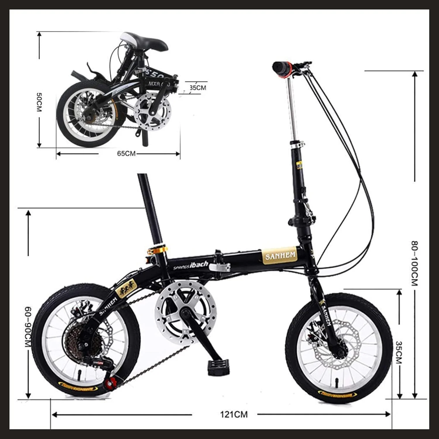 دوچرخه شهری تاشو برای بزرگسالان، مینی فوق سبک قابل حمل برای بزرگسالان، کودکان، دانشجویان، مردان و زنان، چرخ کوچک، دوچرخه ترمز دیسکی دوگانه با سرعت متغیر