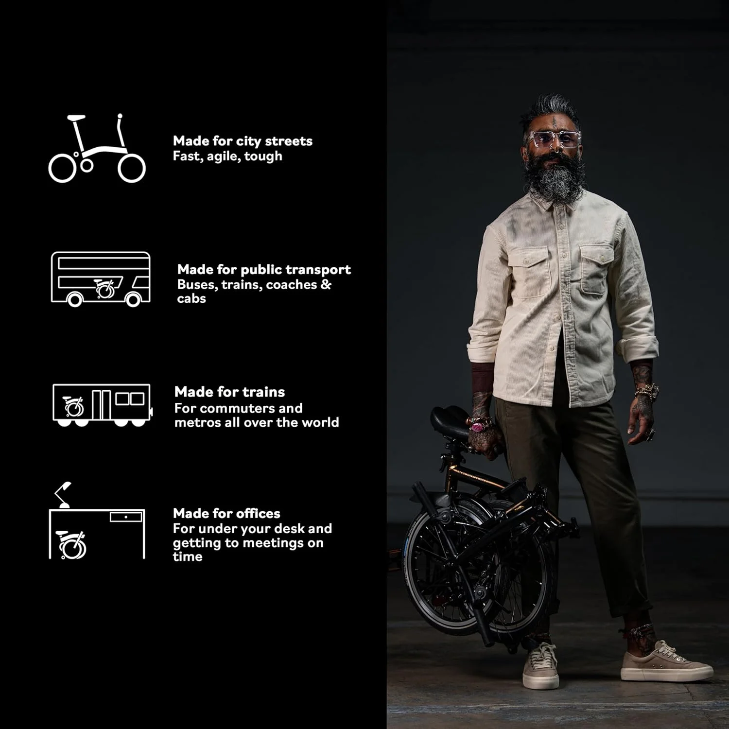 دوچرخه تاشو 6 سرعته Brompton C Line - مشکی براق