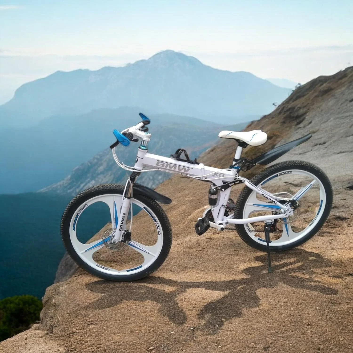 دوچرخه تاشو ورزشی کوهستان / دوچرخه 26 اینچی با فریم فولاد کربنی تاشو، دارای 21 دنده و ترمز دیسکی دوبل. آبی (مناسب برای همه) دوچرخه تاشو ورزشی کوهستان / دوچرخه 26 اینچی با فریم فولاد کربنی تاشو، دارای 21 دنده و ترمز دیسکی دوبل. آبی (مناسب برای همه)