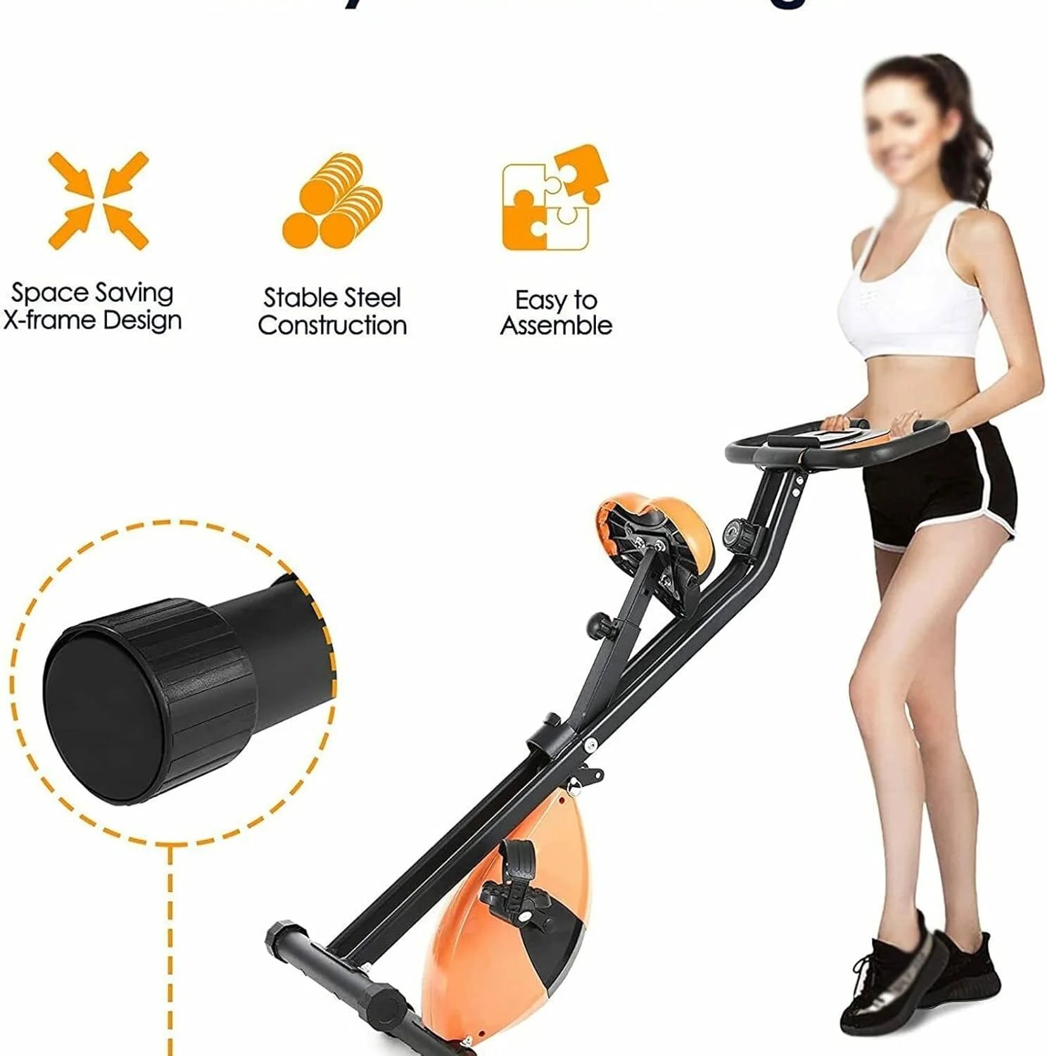 دوچرخه ثابت تاشو، دوچرخه ورزشی افقی با کشش مغناطیسی، مناسب برای تمرین و رکاب زنی در خانه و باشگاه