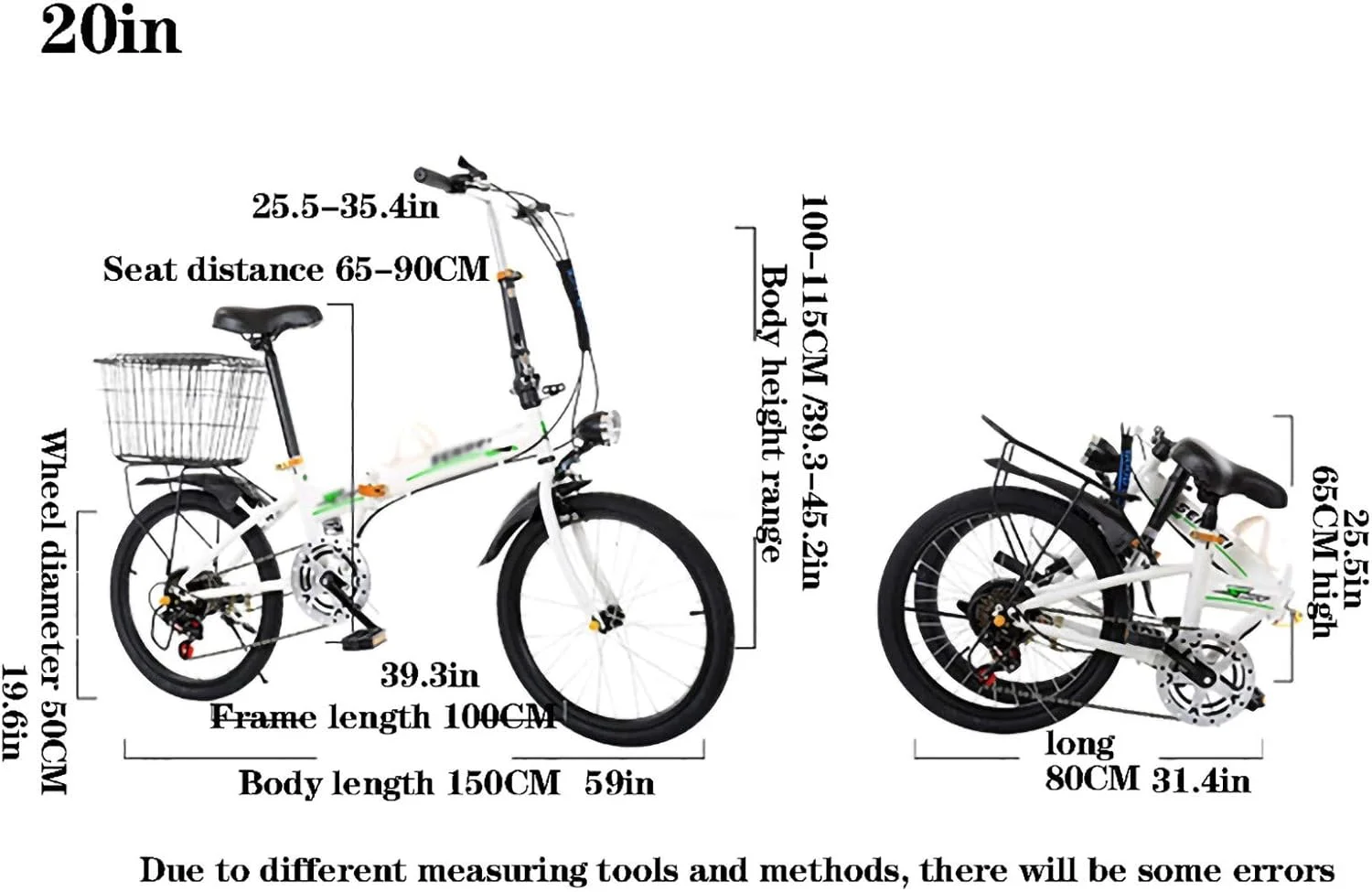 دوچرخه تاشو شهری سایز ۲۰ اینچ، دنده متغیر، مناسب آقایان و بانوان، تاشو سریع و سبک، مناسب دانشجویان