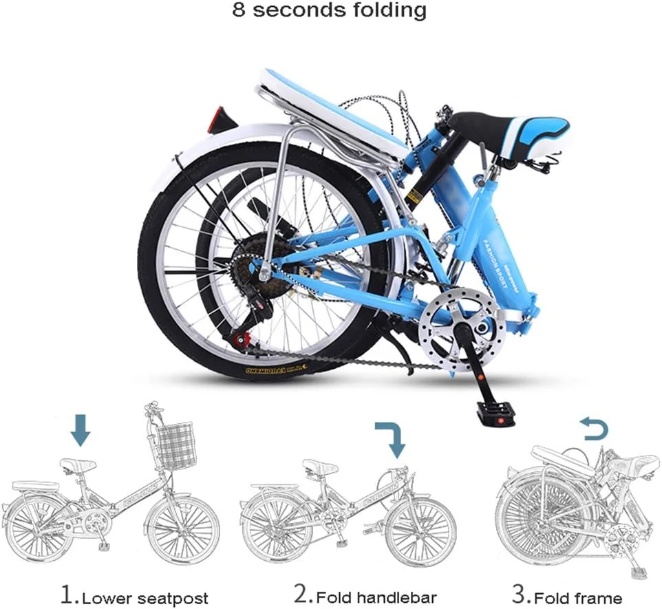 دوچرخه تاشو 20 اینچی 7 سرعته با فریم فولادی تاشو و رکاب پایین، به همراه زین راحت، کیف حمل و باربند - صورتی مدل A دوچرخه تاشو 20 اینچی 7 سرعته با فریم فولادی تاشو و رکاب پایین، به همراه زین راحت، کیف حمل و باربند - صورتی مدل A