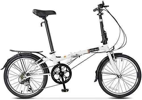دوچرخه تاشو 20 اینچی بزرگسالان، 6 سرعته، سبک وزن، با فریم فولادی کربنی، دوچرخه شهری تاشو با قفسه حمل بار عقب