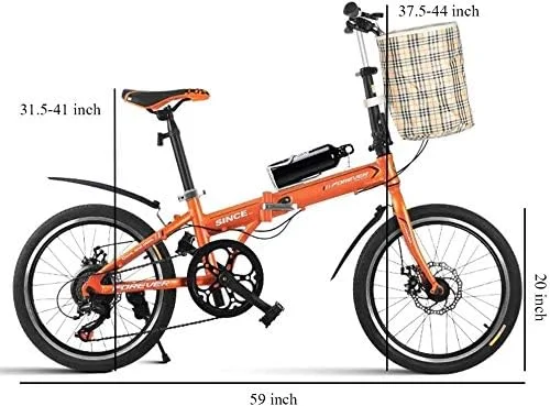 دوچرخه تاشو 20 اینچی 7 سرعته سبک وزن قابل حمل بزرگسالان زنان ترمز دیسکی دوبل دوچرخه تاشو با فریم تقویت شده