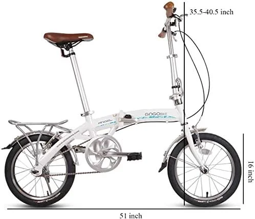 دوچرخه تاشو 16 اینچی بزرگسالان و کودکان، تک سرعته، تاشو، آلیاژ آلومینیوم، سبک وزن، قابل حمل، مناسب شهر