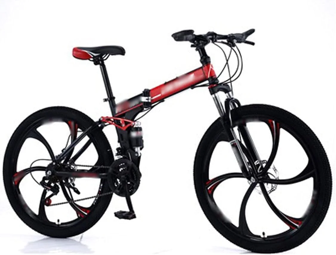 دوچرخه، دوچرخه کوهستانی 27 سرعته با کمک فنر دوبل و چرخ یکپارچه تاشو، دوچرخه کوهستانی، ورزشی و سرگرمی (آبی تیره، 24)