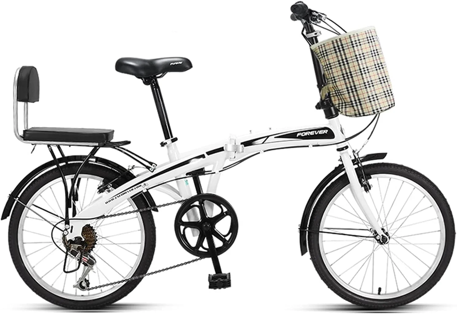 دوچرخه تاشو 20 اینچی، 7 سرعته، مناسب برای همه با سبد و صندلی عقب، ضروری برای صندوق عقب خودرو (رنگ: سفید) دوچرخه تاشو 20 اینچی، 7 سرعته، مناسب برای همه با سبد و صندلی عقب، ضروری برای صندوق عقب خودرو (رنگ: سفید)