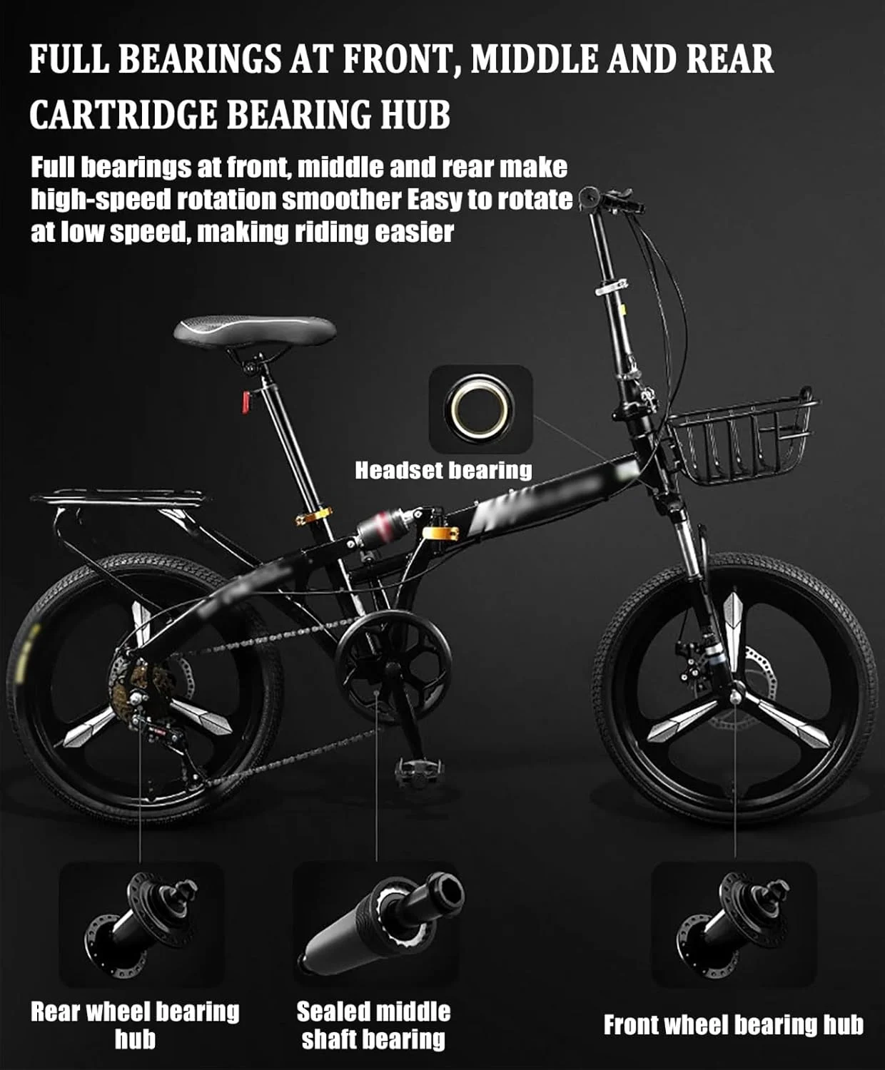 دوچرخه تاشو 20 و 22 اینچی - دوچرخه تاشو بزرگسالان با 7 دنده، فریم فولادی کربنی، چرخ یکپارچه، دوچرخه تاشو برای رفت و آمد شهری