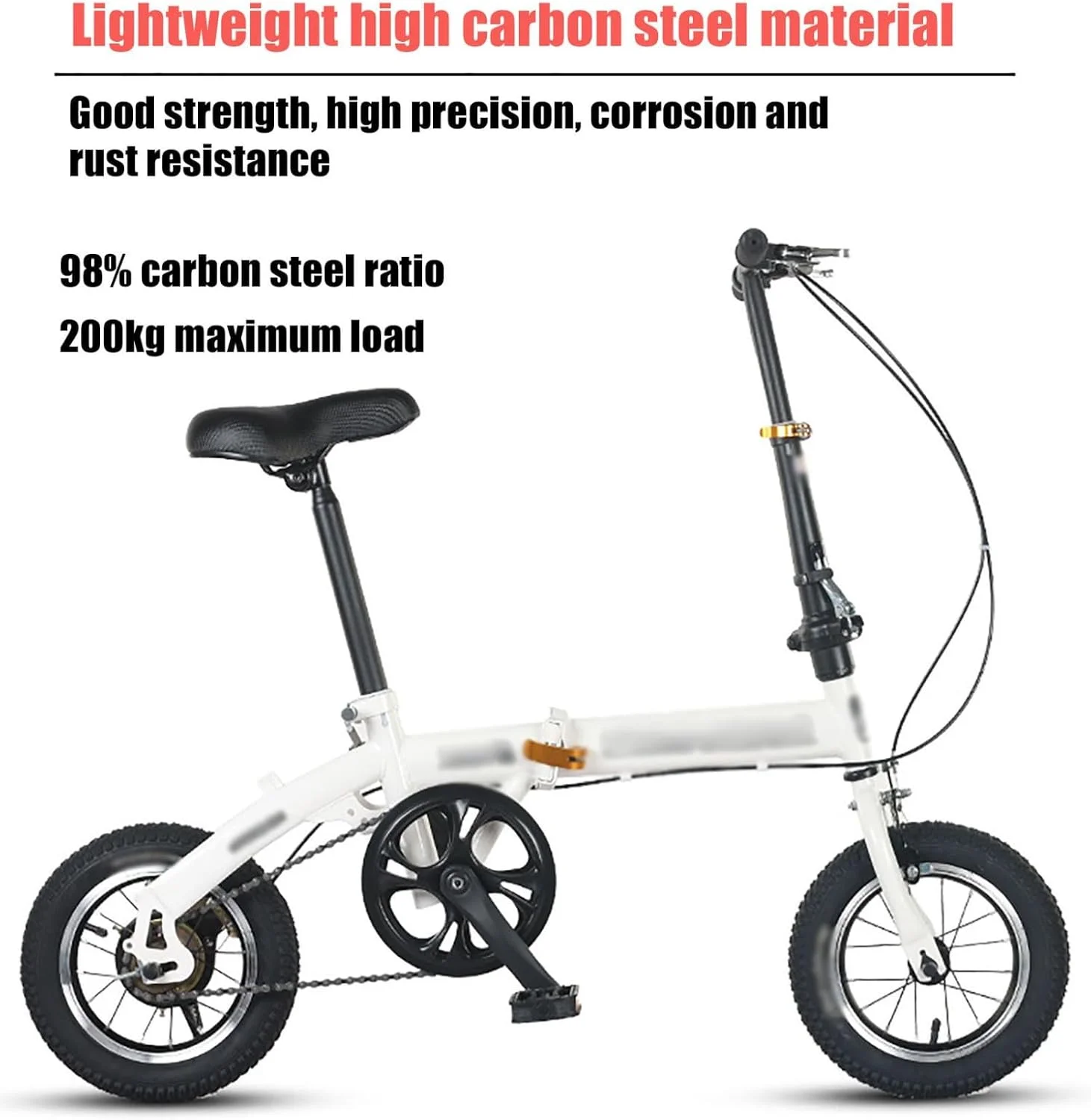 دوچرخه تاشو شهری با فریم فولادی کربنی 12 اینچی، ترمز دیسکی و پدال تاشو، اندازه کوچک دوچرخه تاشو شهری با فریم فولادی کربنی 12 اینچی، ترمز دیسکی و پدال تاشو، اندازه کوچک