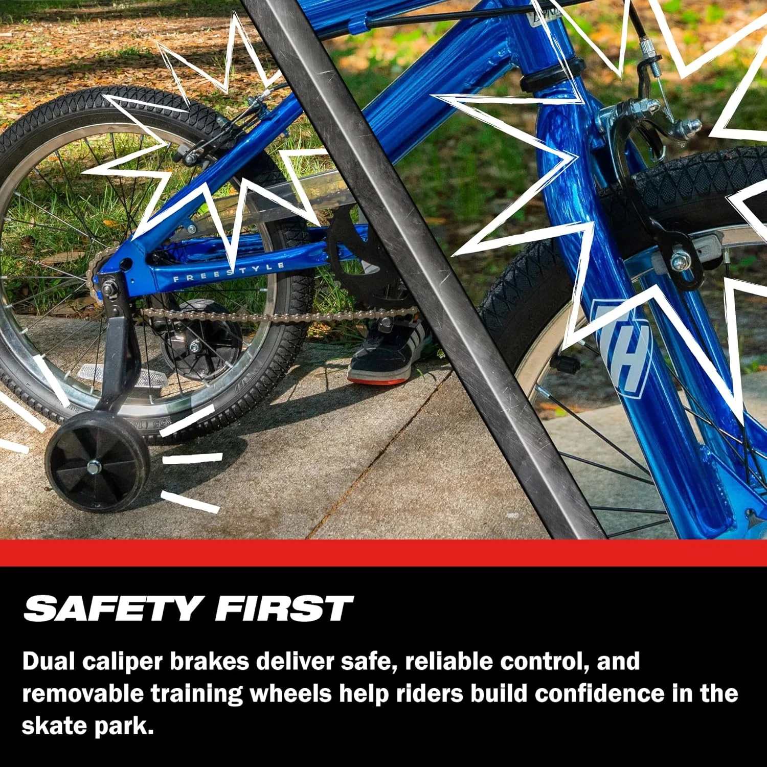 دوچرخه BMX دایناکرفت 18 اینچی تونی هاوک مدل Sweet Jumps به همراه چرخ های آموزشی جداشدنی دوچرخه BMX دایناکرفت 18 اینچی تونی هاوک مدل Sweet Jumps به همراه چرخ های آموزشی جداشدنی