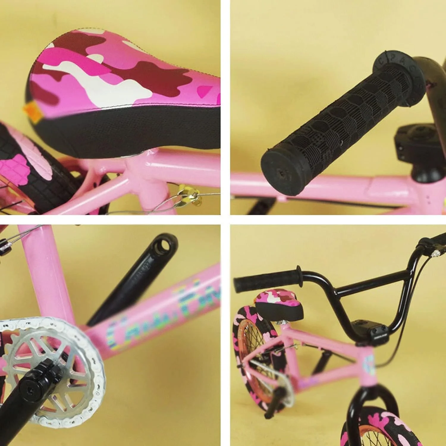 دوچرخه راحت 16 اینچی BMX صورتی آلومینیومی مینی نمایشی خیابانی