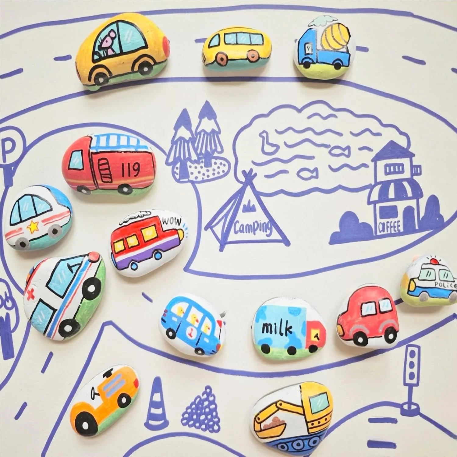 ۱۲ عدد سنگ نقاشی کوچک برای کاردستی، سنگ های رودخانه ای صاف و صیقلی ۱.۲ تا ۲.۰ اینچ برای هنر DIY، نقاشی اکریلیک، سنگ های مهربانی، تزئین سنگ، دستچین شده برای کودکان، بزرگسالان و پروژه های کاردستی (سفید)