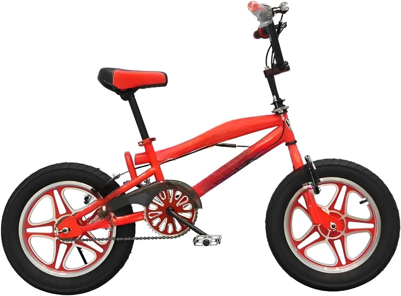 دوچرخه کوهستانی 16 اینچی کودکانه - دوچرخه آفرود قرمز برای پسران و دختران 5 تا 9 سال | فریم فولادی بادوام | چرخ های آموزشی و لاستیک های مناسب تمام سطوح