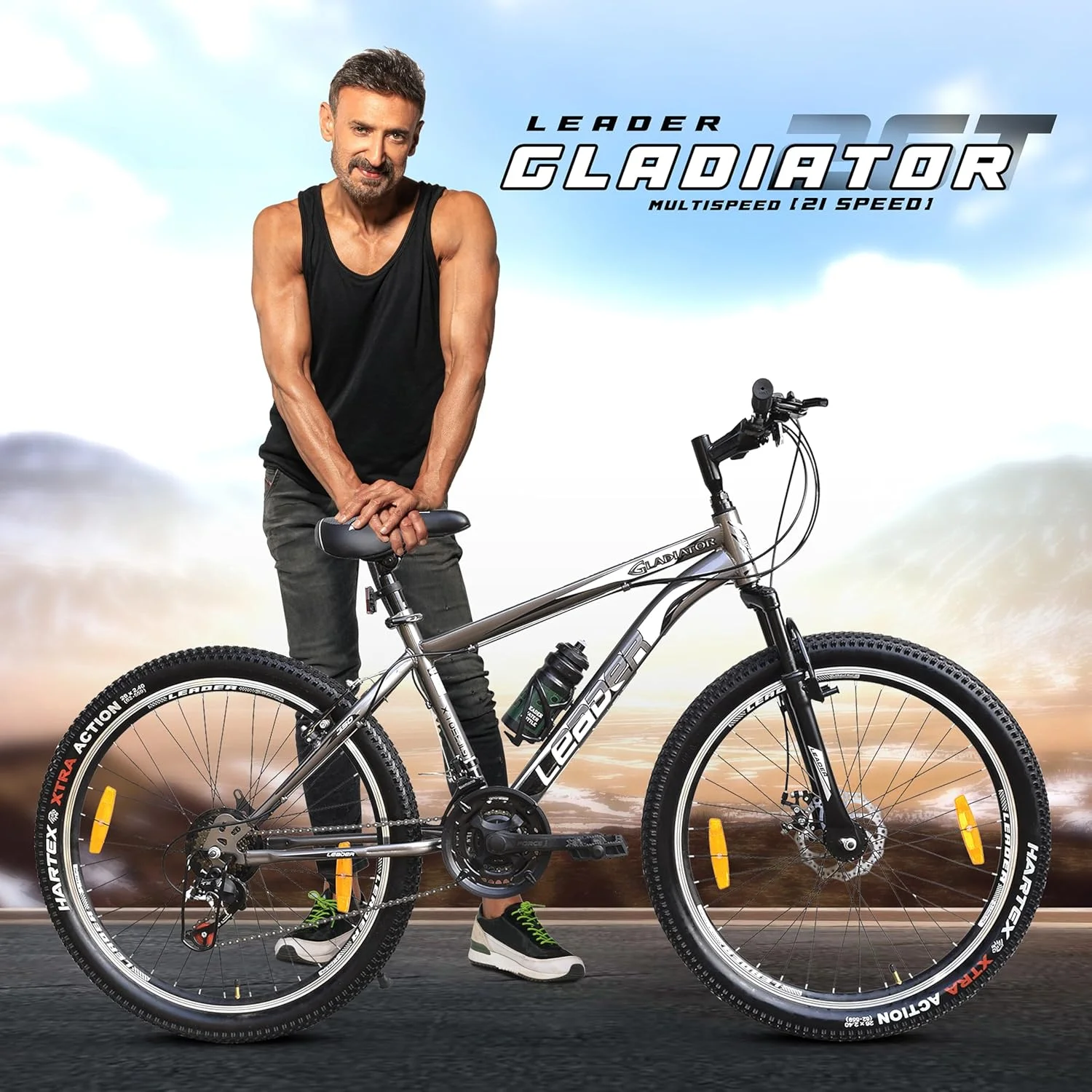 دوچرخه کوهستانی چند سرعته (21 سرعته) لیدر بیست با سیستم تعلیق جلو و ترمز دیسکی دوگانه