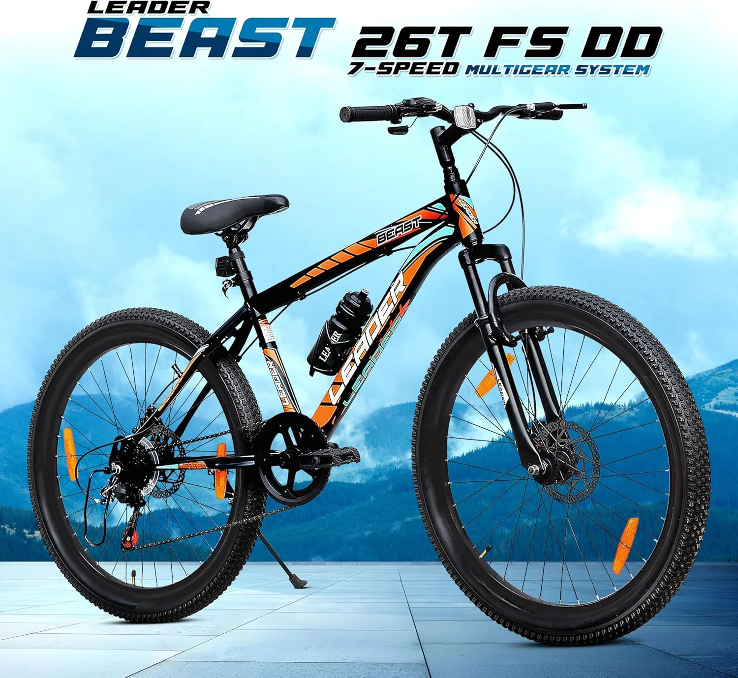 دوچرخه کوهستان چند سرعته (7 سرعته) لیدر بیست با سیستم تعلیق جلو و ترمز دیسکی دوبل