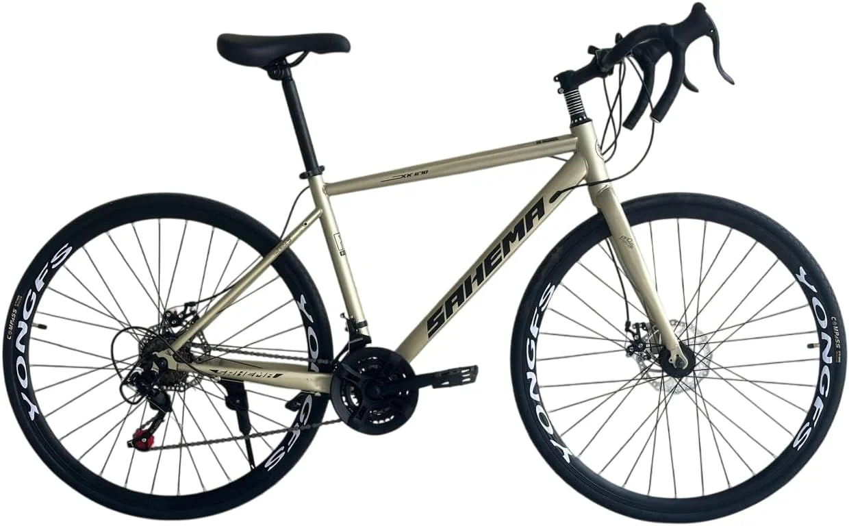دوچرخه کورسی جاده ای آلیاژی SAHEMA، سایز 700C، 18 دنده، سایز 50، متالیک دوچرخه کورسی جاده ای آلیاژی SAHEMA، سایز 700C، 18 دنده، سایز 50، متالیک