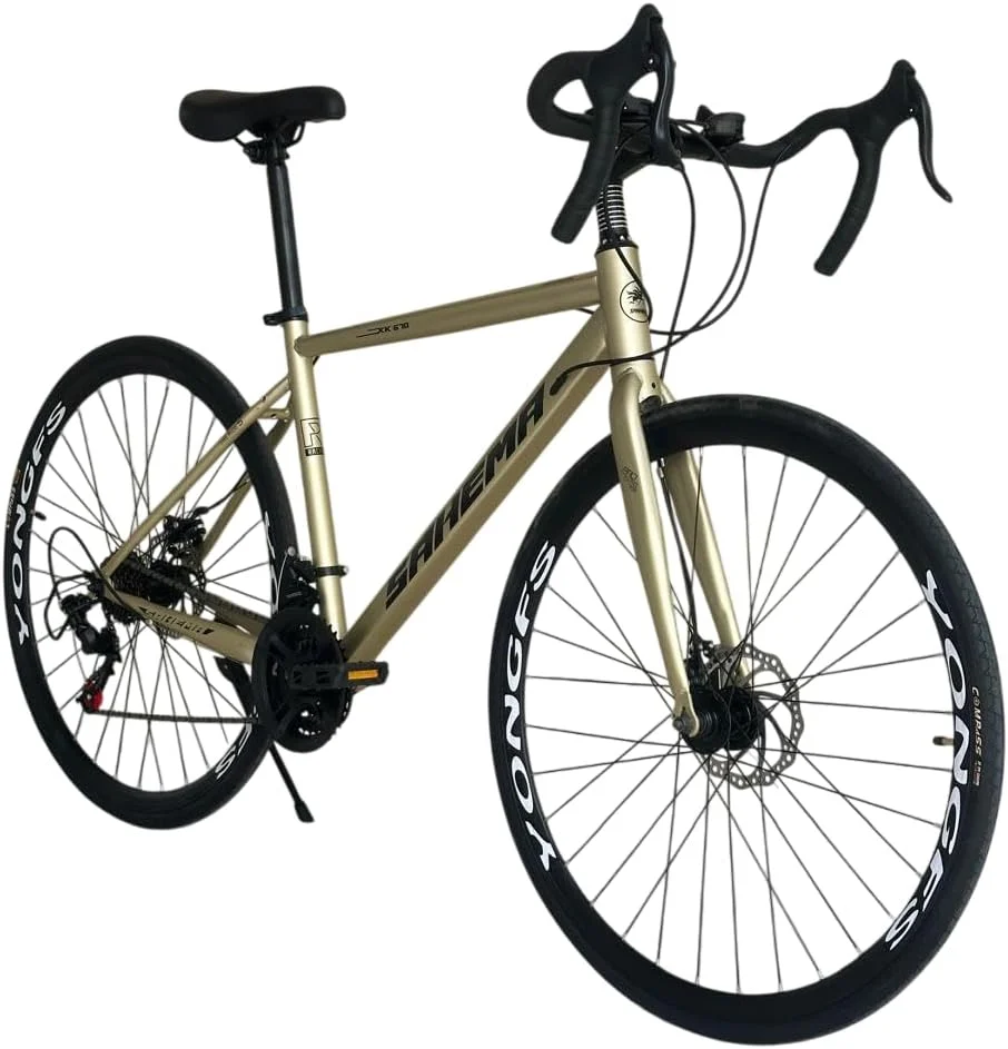 دوچرخه کورسی جاده ای آلیاژی SAHEMA، سایز 700C، 18 دنده، سایز 50، متالیک