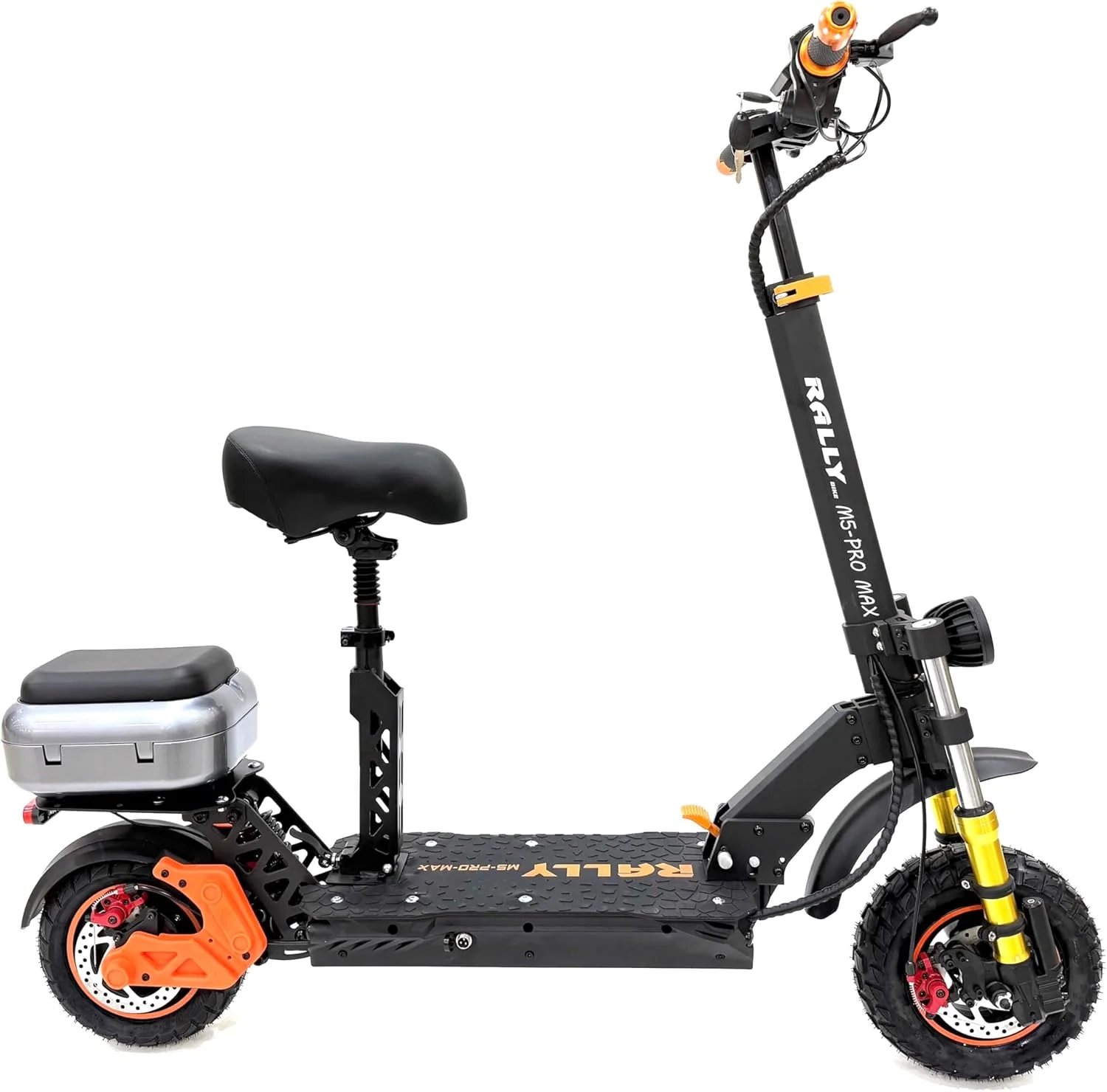 اسکوتر رالی مدل M5-PRO-MAX، پیشنهادی برای بزرگسالان، باتری 48 ولت 18 آمپر ساعت، موتور 2000 وات، حداکثر سرعت 65 کیلومتر در ساعت، برد 55-60 کیلومتر، شامل باکس عقب