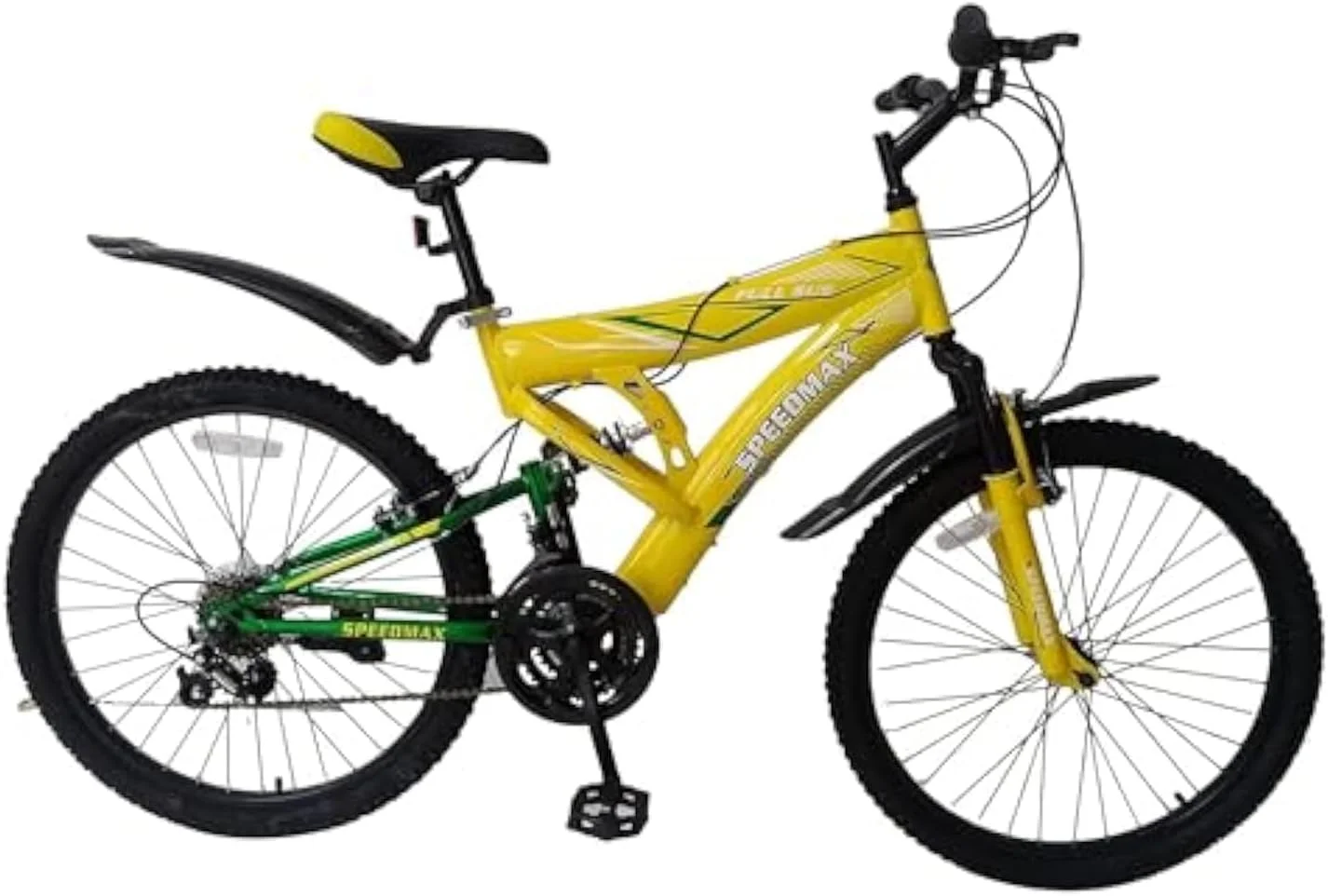 دوچرخه کوهستان کلاسیک Speedmax G10 با سیستم تعلیق دوگانه 24/26 اینچ، 21 دنده، دوچرخه بزرگسال، ترمزهای V، MTB با سیستم تعلیق کامل، دوچرخه برای آقایان و بانوان، 21 دنده