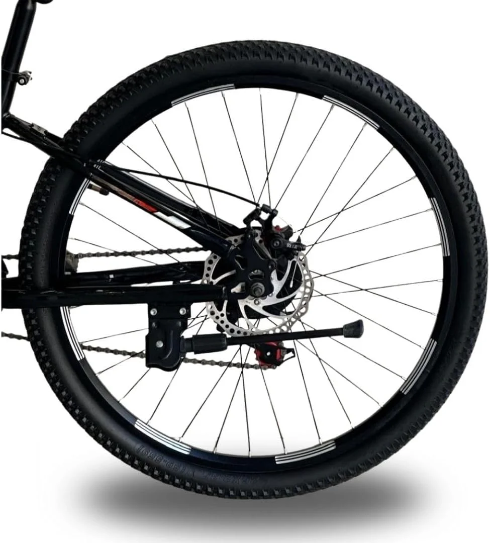 دوچرخه کوهستان عالی | سایز 26 اینچ، 21 دنده | بدنه فولاد کربنی، سیستم تعلیق جلو، ترمزهای دیسکی دوبل | دوچرخه آبی بادوام برای مسیرهای ناهموار