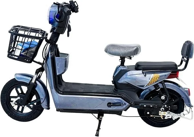 اسکوتر برقی فوق العاده | دارای دو صندلی | دارای سبد جلویی | چراغ جلوی LED | سیستم جذب شوک | اسکوتر برقی مناسب رفت و آمد برای بزرگسالان و نوجوانان (خاکستری)