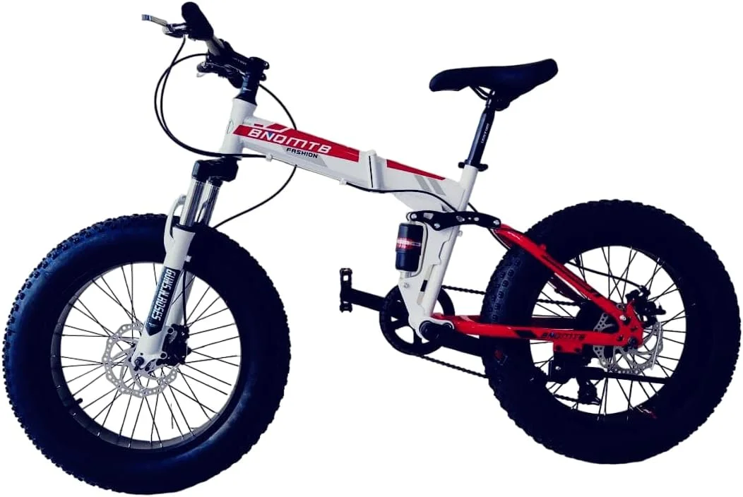 دوچرخه تایر پهن تاشو، دوچرخه های کروز با فریم فولادی کربنی بالا، دوچرخه برفی ساحلی، ترمز دیسکی دوبل چرخ های 20 اینچی 21 سرعته دوچرخه کوهستان بزرگسالان، رنگ ترکیبی 4