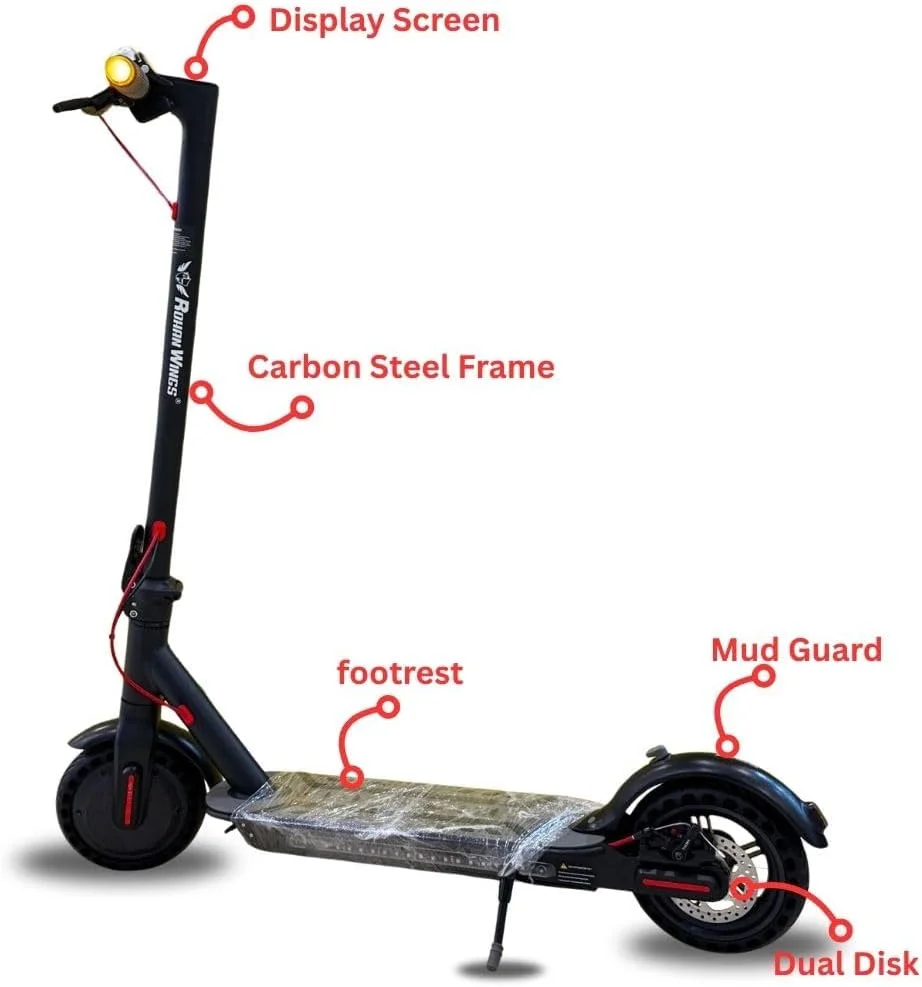 اسکوتر برقی HT 04 36V با اپلیکیشن بلوتوث | موتور براشلس 300W، سرعت 29 کیلومتر در ساعت و برد 18-23 کیلومتر | باتری 7.8Ah، لاستیک های جامد 8.5 اینچی، چراغ جلو LED و چراغ های راهنما، ظرفیت بار 100 کیلوگرم، سبک وزن