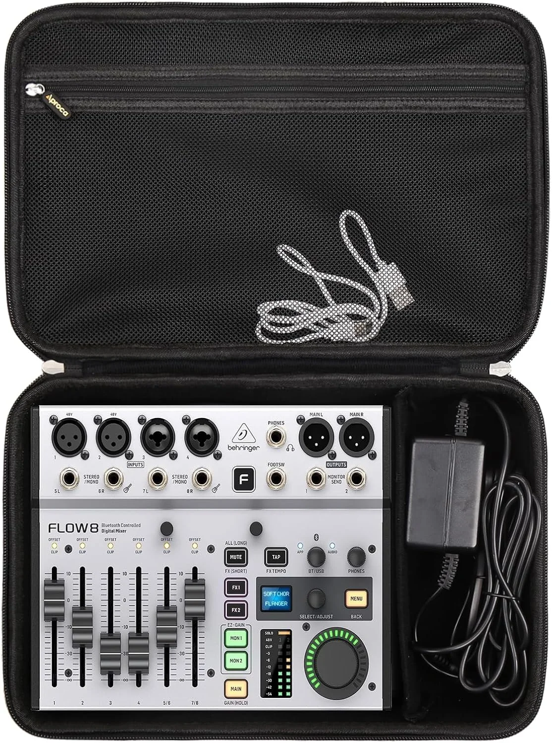 کیف حمل سخت Aproca، مناسب برای میکسر دیجیتال 8 ورودی Behringer FLOW 8 / Xenyx 802