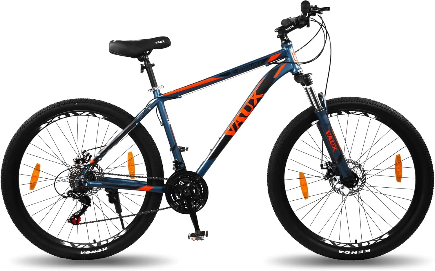 دوچرخه دنده ای مردانه Vaux X-Mount سایز 27.5 با فریم آلیاژ آلومینیوم و ترمز دیسکی، دوچرخه کوهستان چند سرعته برای بزرگسالان با 21 دنده شیمانو، سیستم تعلیق قفل شو، لاستیک های Kenda