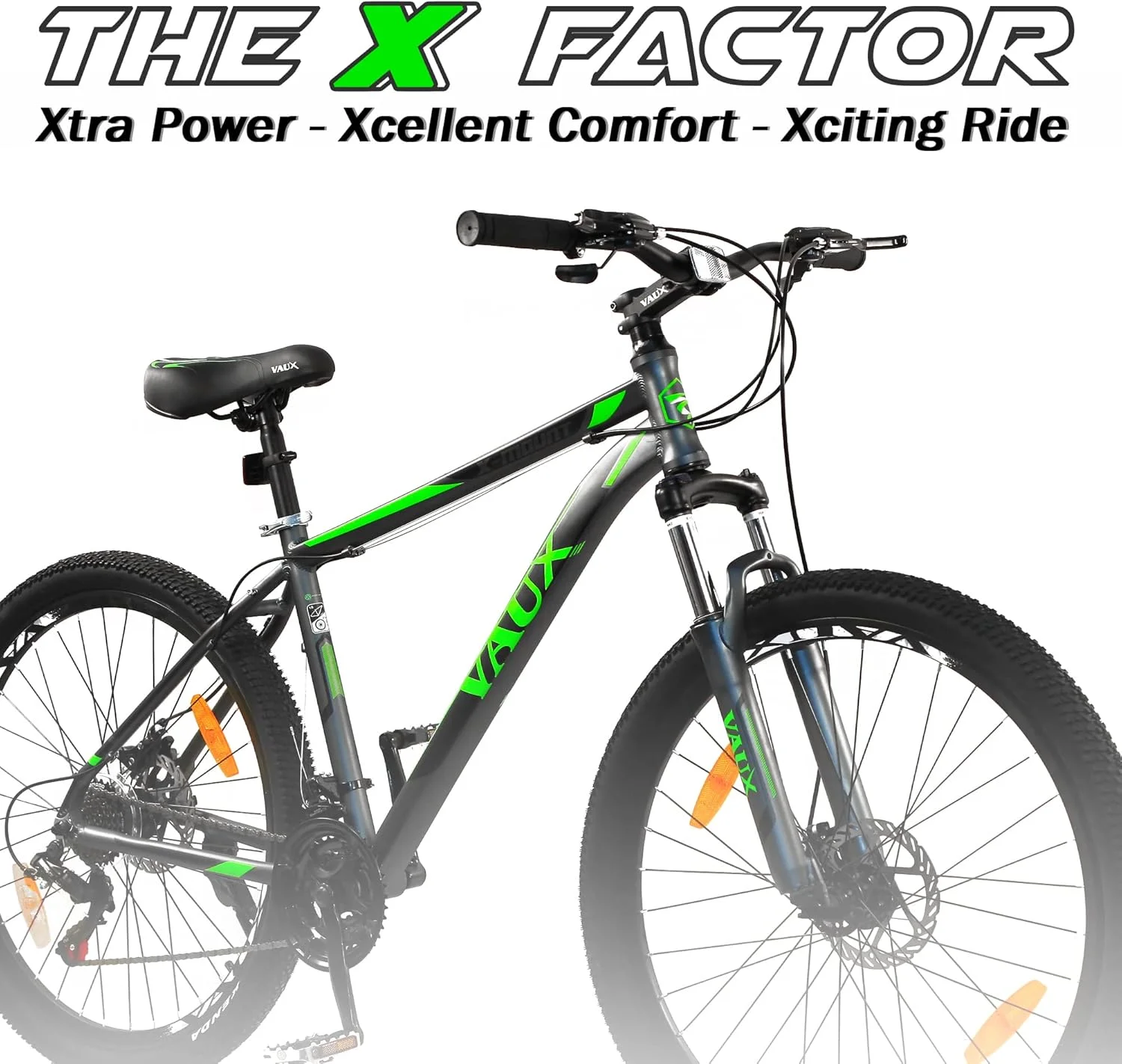 دوچرخه دنده ای Vaux X-Mount مناسب آقایان سایز 27.5 با فریم آلیاژ آلومینیوم و ترمز دیسکی، دوچرخه کوهستانی چند سرعته برای بزرگسالان با 21 دنده شیمانو، سیستم تعلیق قفل شو، لاستیک های Kenda (خاکستری، 27.5 اینچ)