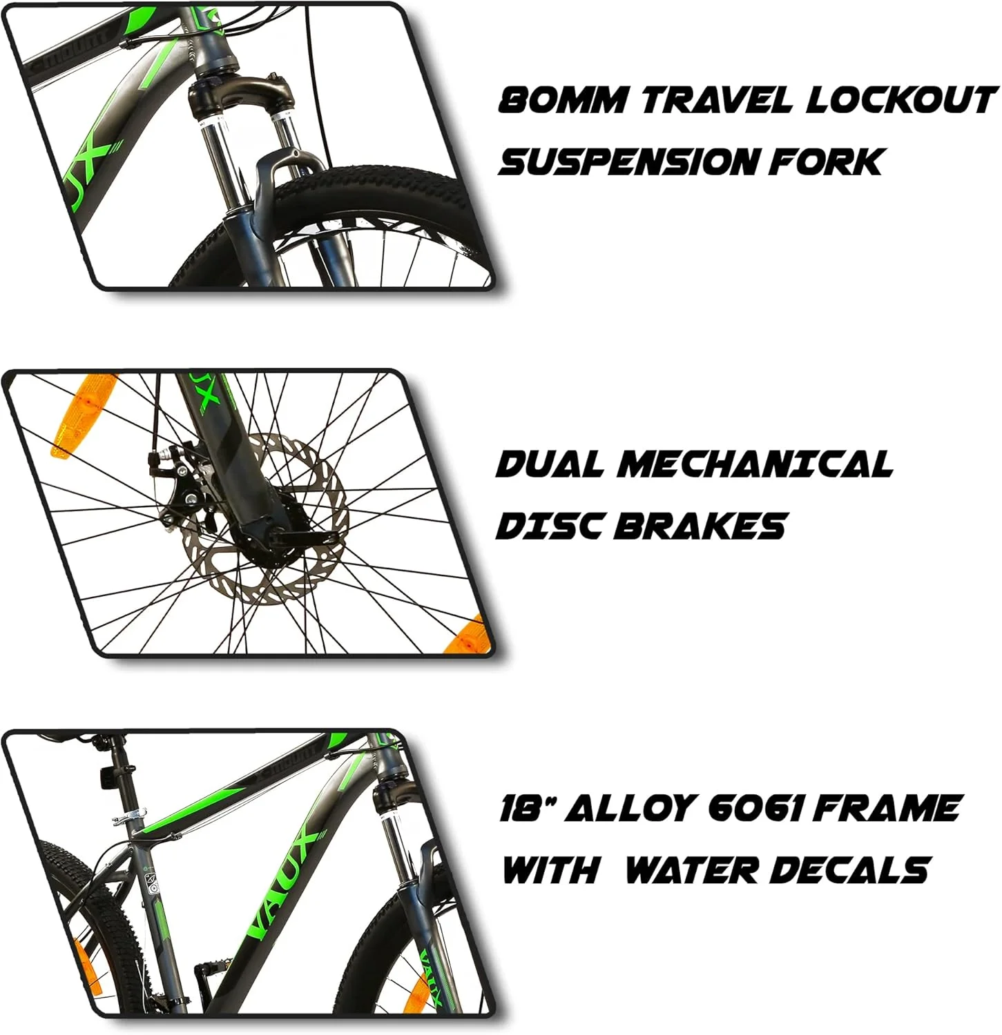 دوچرخه دنده ای Vaux X-Mount مناسب آقایان سایز 27.5 با فریم آلیاژ آلومینیوم و ترمز دیسکی، دوچرخه کوهستانی چند سرعته برای بزرگسالان با 21 دنده شیمانو، سیستم تعلیق قفل شو، لاستیک های Kenda (خاکستری، 27.5 اینچ)