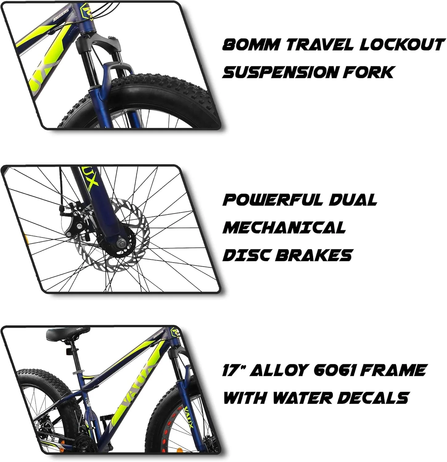 دوچرخه چاق واکس جاگرز مناسب آقایان با 21 دنده و فریم آلیاژ آلومینیوم، دوچرخه تایر بزرگ برای پسران 15 ساله با تایرهای 26x4.0 اینچ، دوشاخ جلو با قفل و ترمزهای دیسکی دوبل