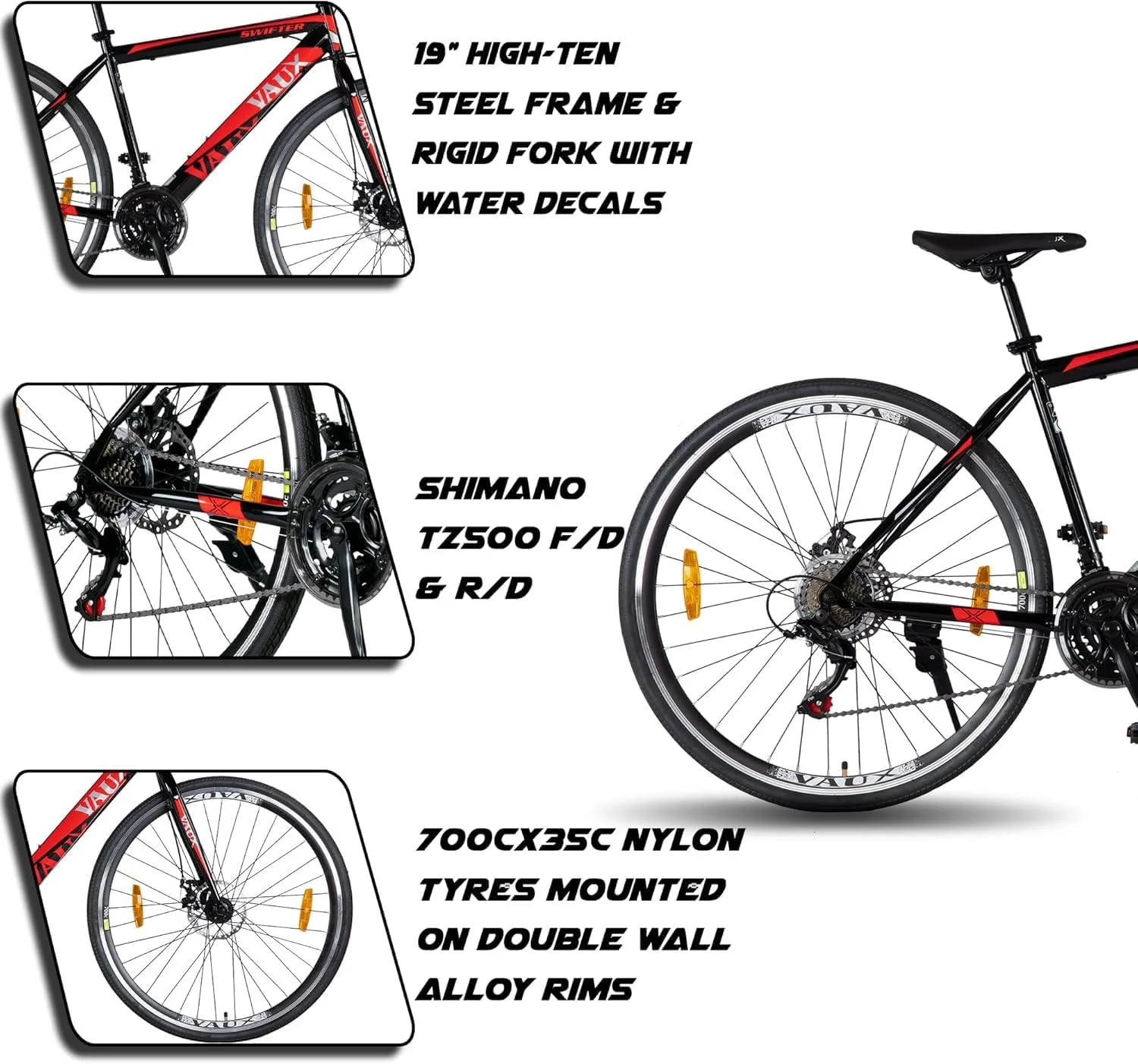 دوچرخه هیبریدی Vaux Swifter-Pro برای آقایان با ترمز دیسکی دوبل، 21 دنده، فریم فولادی، طوقه های آلیاژی و لاستیک نازک 700Cx35، دوچرخه برای بزرگسالان بالای 15 سال دوچرخه هیبریدی Vaux Swifter-Pro برای آقایان با ترمز دیسکی دوبل، 21 دنده، فریم فولادی، طوقه های آلیاژی و لاستیک نازک 700Cx35، دوچرخه برای بزرگسالان بالای 15 سال