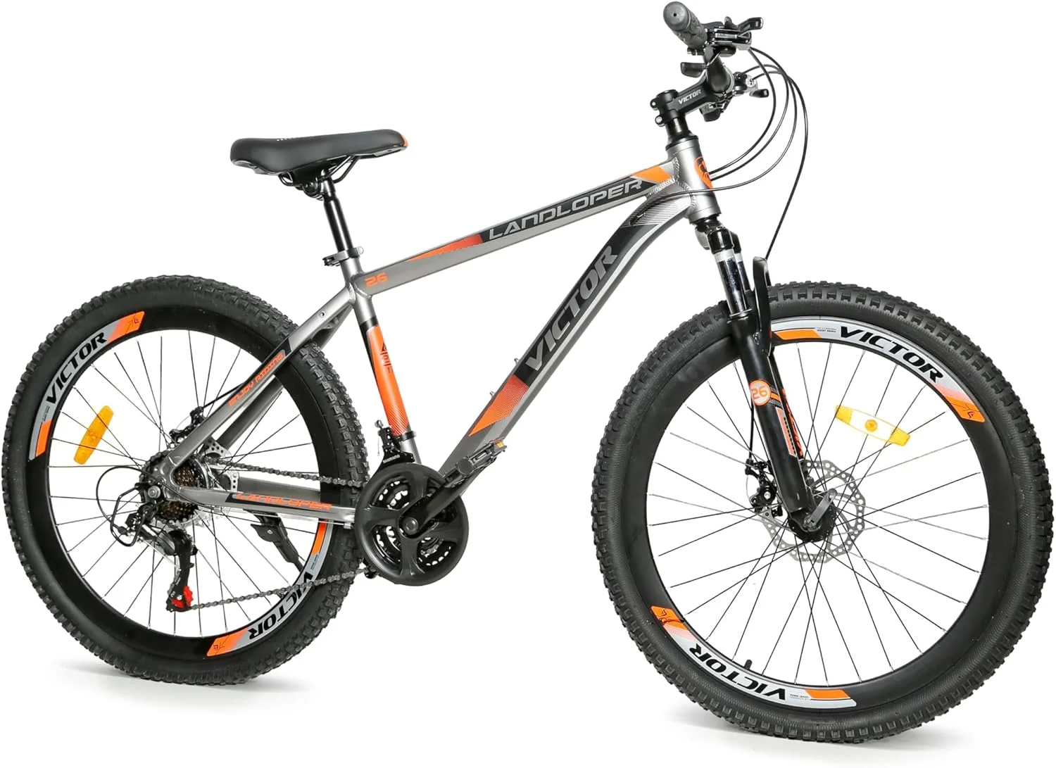 دوچرخه کوهستان ویکتور - سایز 24 اینچ، مناسب جوانان و بزرگسالان، 7-21 دنده ترنری ساخت DerakBikes (26، نقره ای)