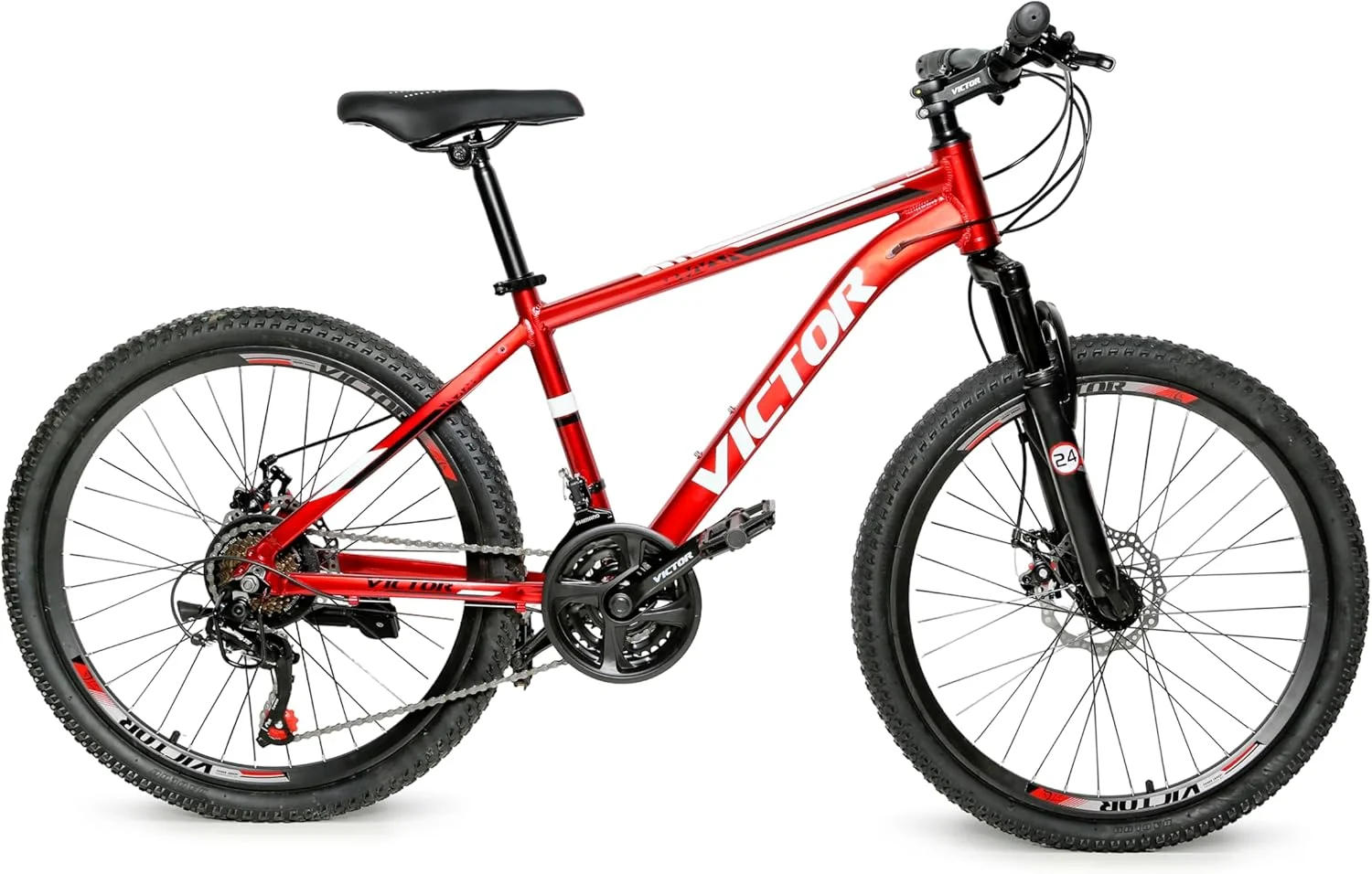 دوچرخه کوهستان جوانان/بزرگسالان Derak Victor سایز ۲۴ اینچ، ۷-۲۱ دنده Tourny ساخت DerakBikes (۲۴، قرمز) دوچرخه کوهستان جوانان/بزرگسالان Derak Victor سایز ۲۴ اینچ، ۷-۲۱ دنده Tourny ساخت DerakBikes (۲۴، قرمز)