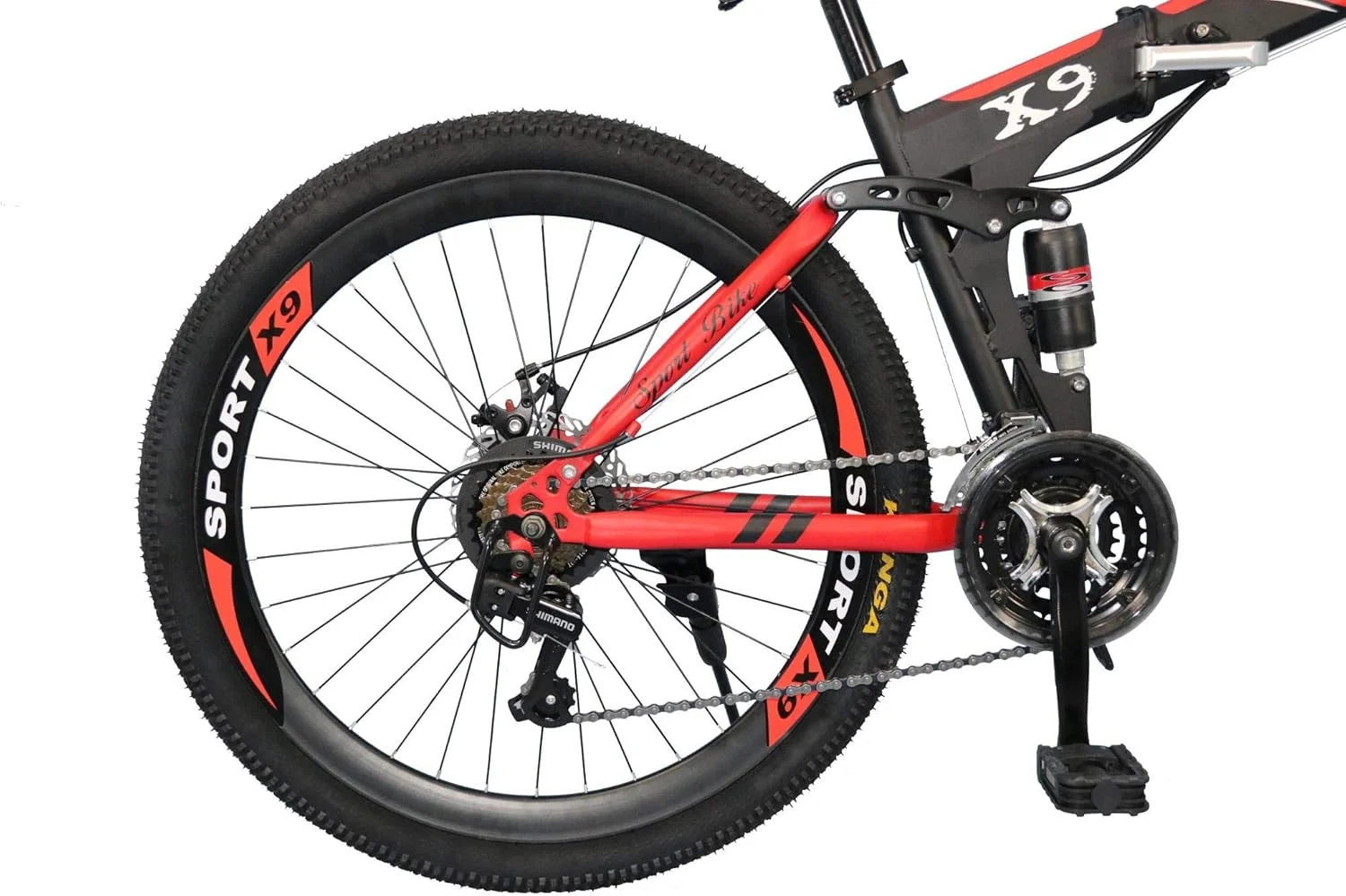 دوچرخه کوهستانی تاشو وی‌ال‌آرای اسپرت و فیتنس سایز 26 اینچ (مشکی/قرمز، 26)