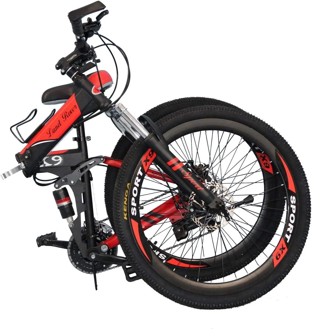 دوچرخه کوهستانی تاشو وی‌ال‌آرای اسپرت و فیتنس سایز 26 اینچ (مشکی/قرمز، 26)