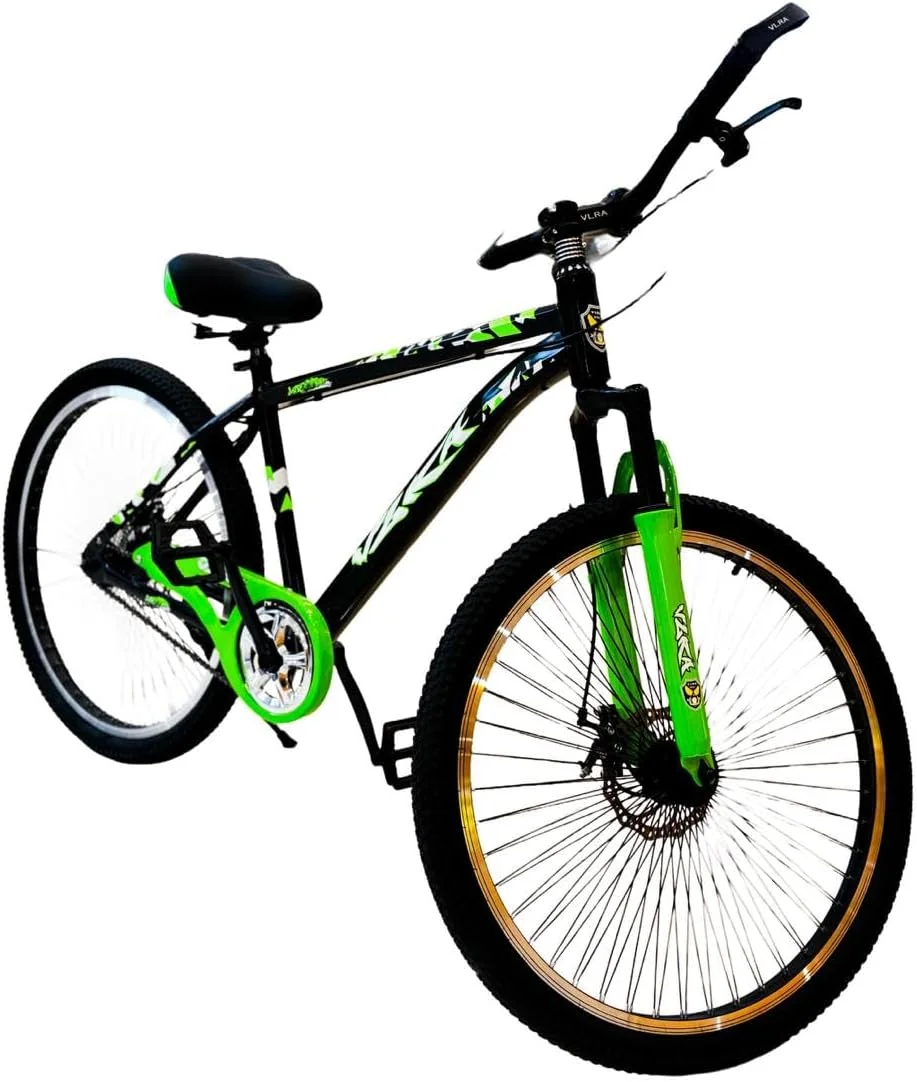 دوچرخه کوهستان 26 اینچی VLRA، مشکی و نارنجی، سیستم ترمز دیسکی، دوشاخ تعلیق قابل تنظیم تک سرعته