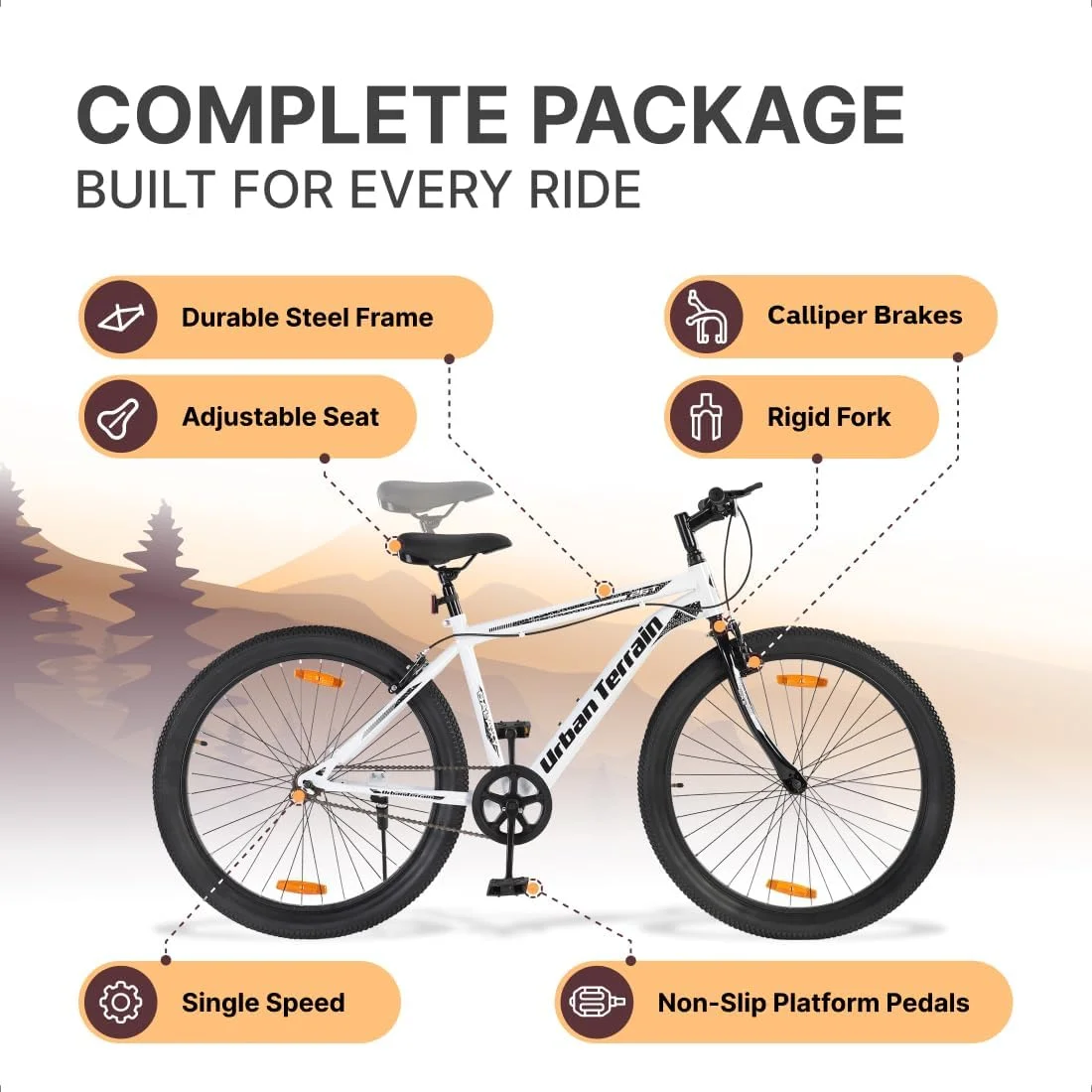 دوچرخه شهری سبک Urban Terrain City Lite تک سرعته به همراه برنامه ردیابی رویدادهای دوچرخه سواری