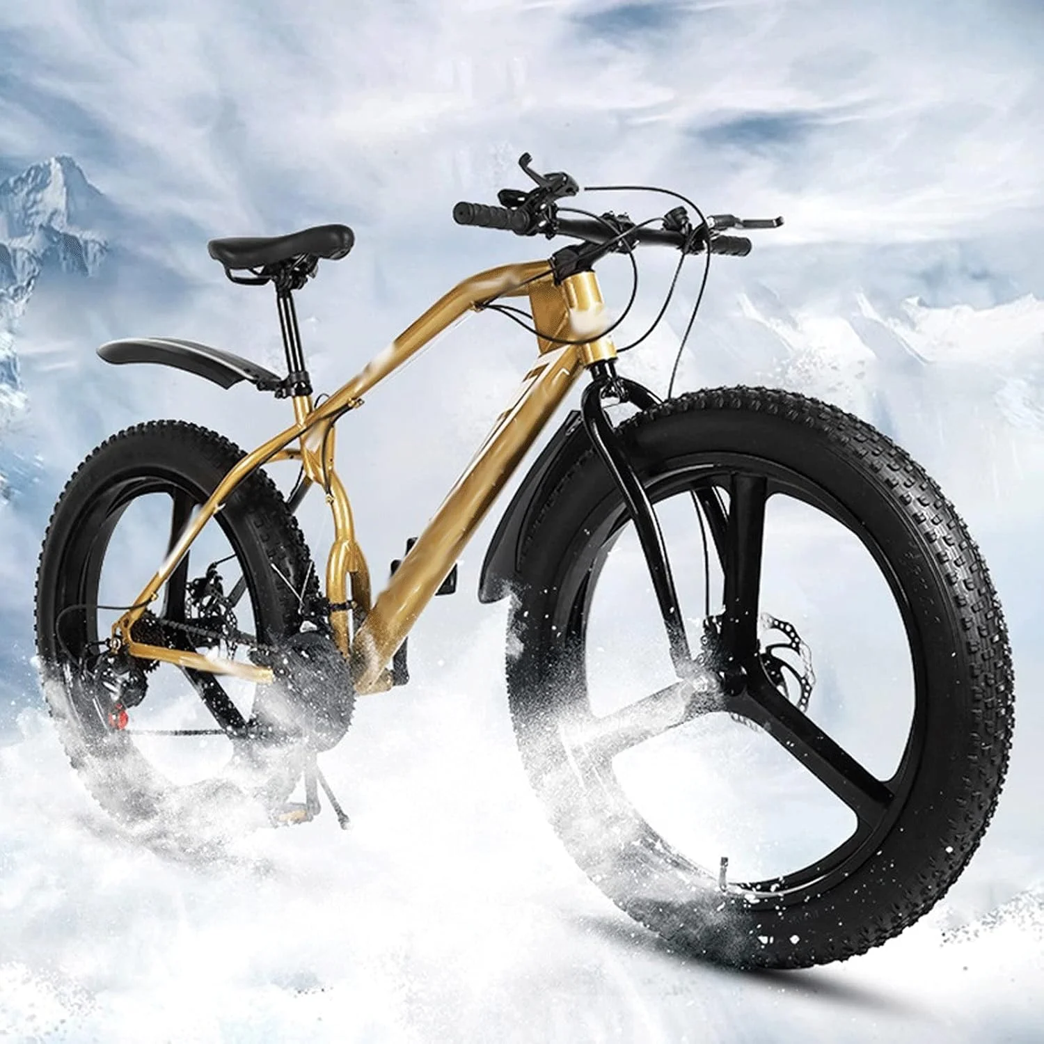 دوچرخه ساحلی 26 اینچی با لاستیک پهن، مناسب برای بزرگسالان، دوچرخه کوهستانی، دوچرخه جاده، مناسب برای آقایان و بانوان، 27 دنده متغیر، مناسب برای ورزش و دوچرخه سواری (زرد، 21 دنده_26 اینچ (160-185 سانتی متر))