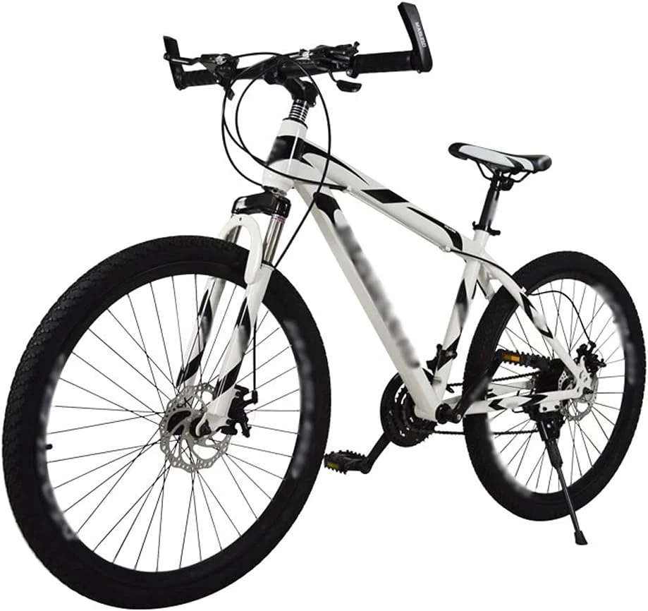 دوچرخه کوهستان تاشو با ترمز دیسکی و کمک فنر، مناسب بزرگسالان، 21 دنده (سفید)