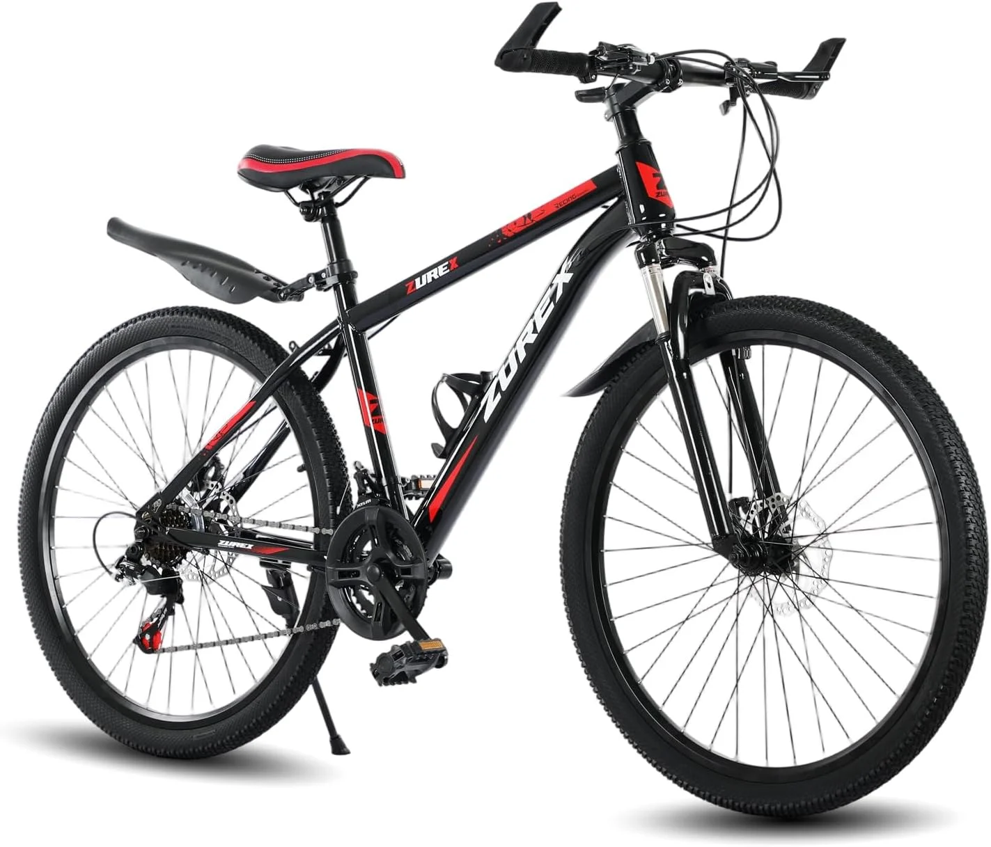 دوچرخه کوهستان برای بزرگسالان، MTB سایز 26 اینچ با 21 دنده، سیستم تعلیق جلو، ترمز دیسکی دوبل، فریم فولادی کربنی، صندلی قابل تنظیم