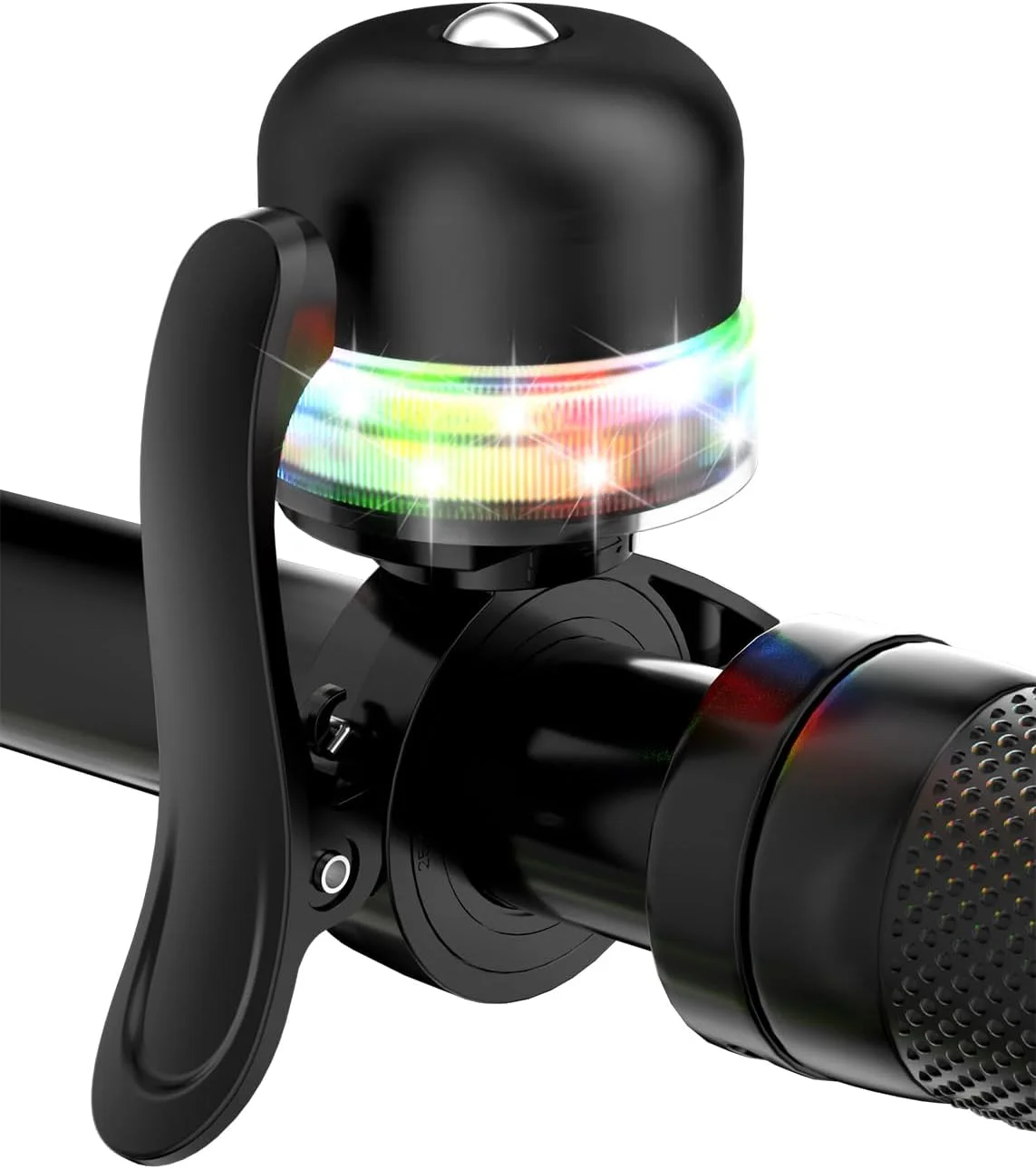 زنگ دوچرخه برای کودکان و بزرگسالان، لوازم جانبی دوچرخه با نور قابل تنظیم با حلقه‌های مناسب برای فرمان دوچرخه 19-31.8 میلی‌متری، ساخته شده از آلومینیوم و صدای واضح برای دوچرخه کوهستانی، جاده خاکی و دوچرخه برقی (مشکی)