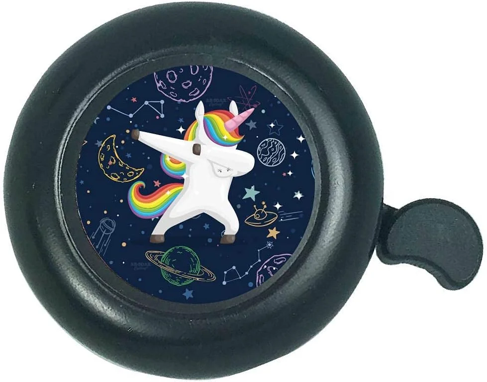 زنگ دوچرخه تک شاخ برای دوچرخه کوهستان، اسکوتر ساحلی، دوچرخه جاده ای رنگارنگ، عشق به تک شاخ، آلومینیومی مشکی آبی قرمز طلایی نقره ای بنفش