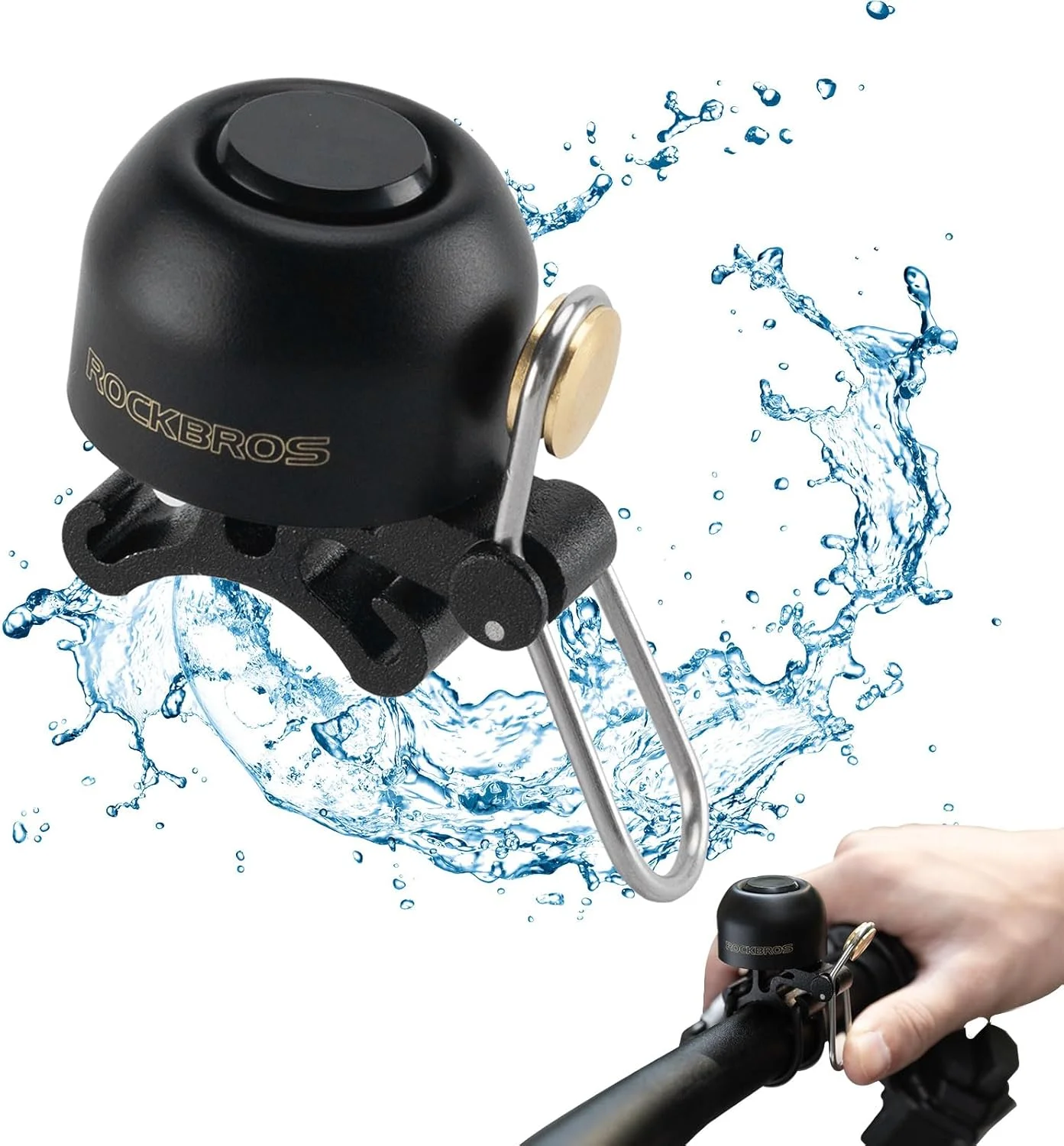 زنگ دوچرخه ROCKBROS، زنگ فرمان، کلاسیک، دوچرخه کوهستان، زنگ دوچرخه رترو، زنگ بلند، دوچرخه، زنگ دوچرخه مسی برای 22-34 میلی متر