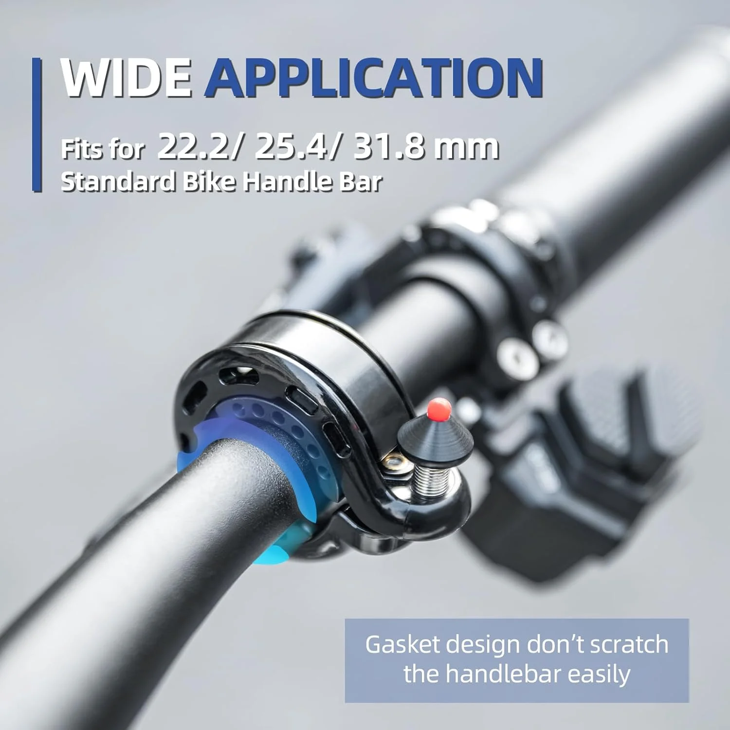 زنگ دوچرخه ROCKBROS، زنگ دوچرخه پنهان با صدای واضح و بلند، زنگ بادوام MTB برای سایز فرمان استاندارد 22.2/25.4/31.8 میلی متر، بیش از 100DB، بوق دوچرخه برای بزرگسالان یا دوچرخه کودکان