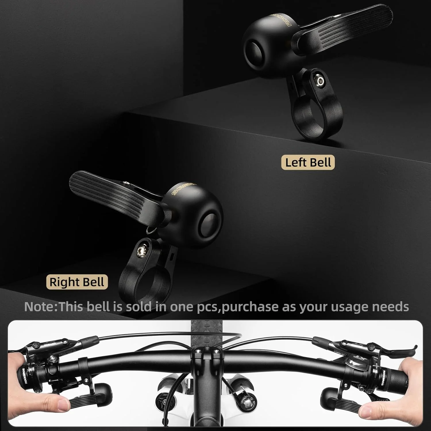 زنگ دوچرخه ROCKBROS، زنگ دوچرخه بادوام آلیاژ مس با صدای واضح و طولانی، زنگ دوچرخه برای فرمان بزرگسالان با صدای بیشتر از 100 دسی بل