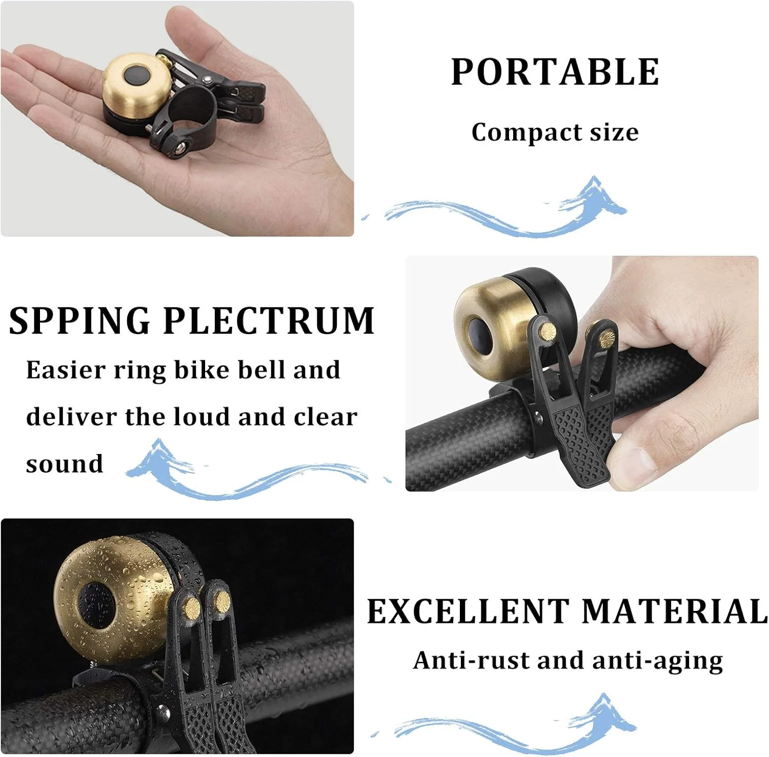 زنگ دوچرخه ROCKBROS، بوق دوچرخه کوهستان و جاده، زنگ قوی و کلاسیک برای فرمان 21-23 میلی متر زنگ دوچرخه ROCKBROS، بوق دوچرخه کوهستان و جاده، زنگ قوی و کلاسیک برای فرمان 21-23 میلی متر